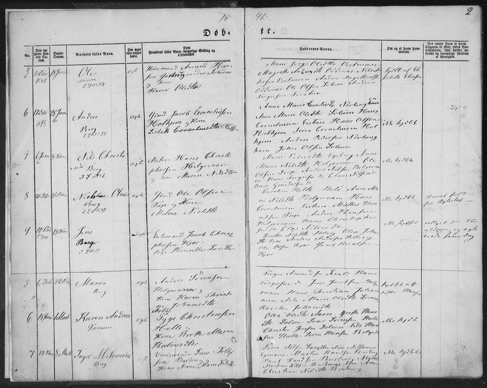 Brunlanes kirkebøker, AV/SAKO-A-342/F/Fa/L0004: Parish register (official) no. I 4, 1846-1862, p. 2