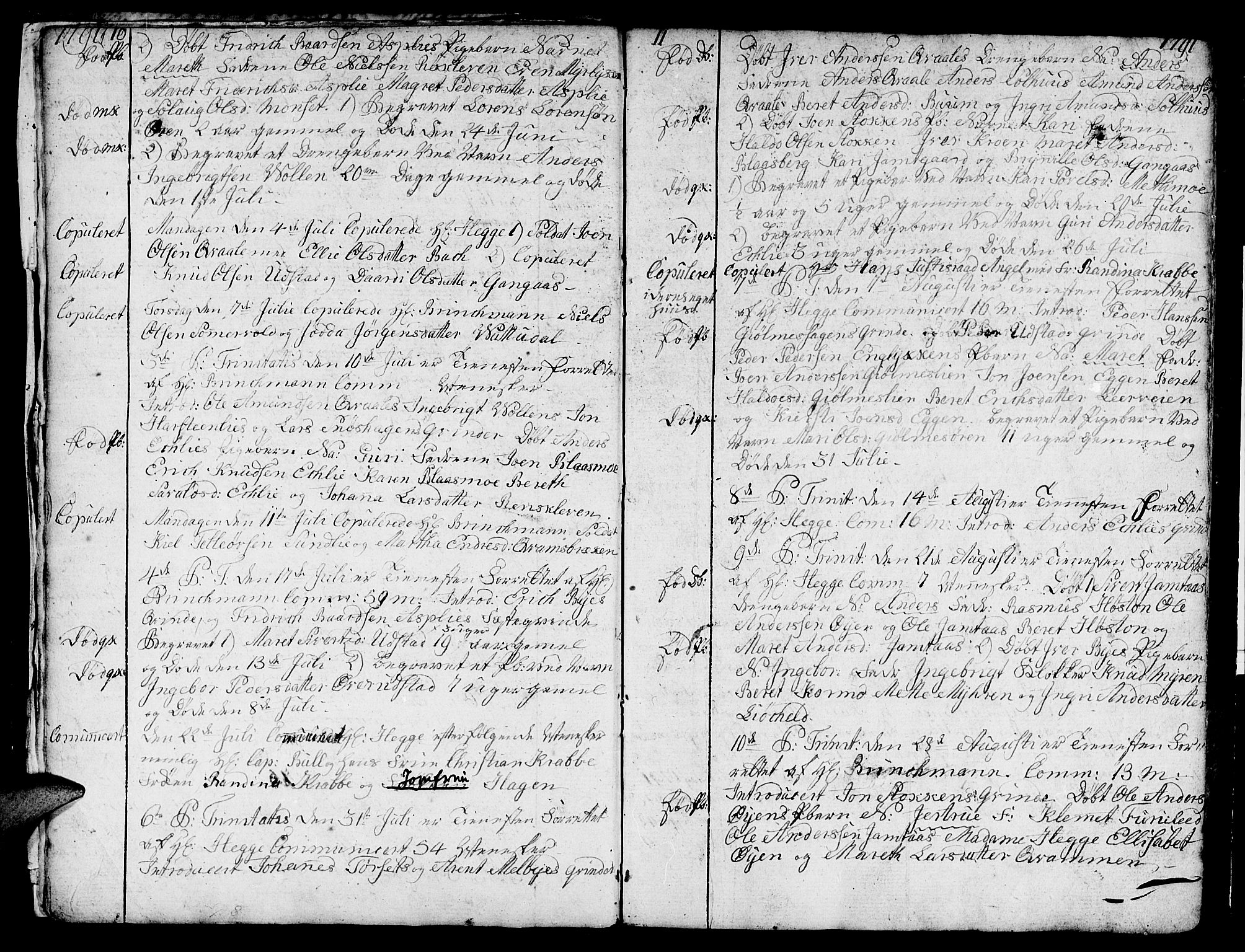 Ministerialprotokoller, klokkerbøker og fødselsregistre - Sør-Trøndelag, AV/SAT-A-1456/668/L0815: Parish register (copy) no. 668C04, 1791-1815, p. 10-11