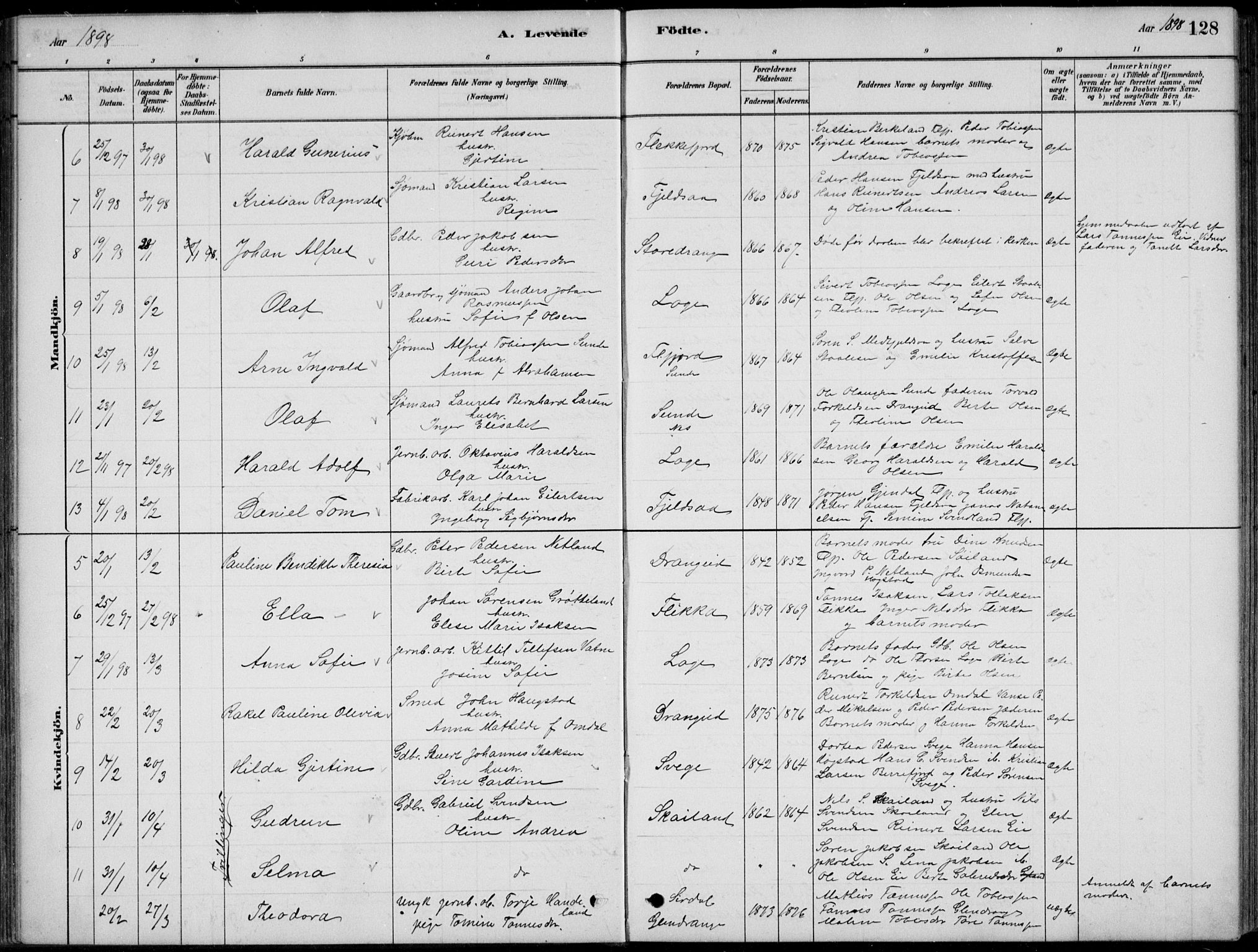 Flekkefjord sokneprestkontor, SAK/1111-0012/F/Fb/Fbc/L0007: Parish register (copy) no. B 7, 1880-1902, p. 128