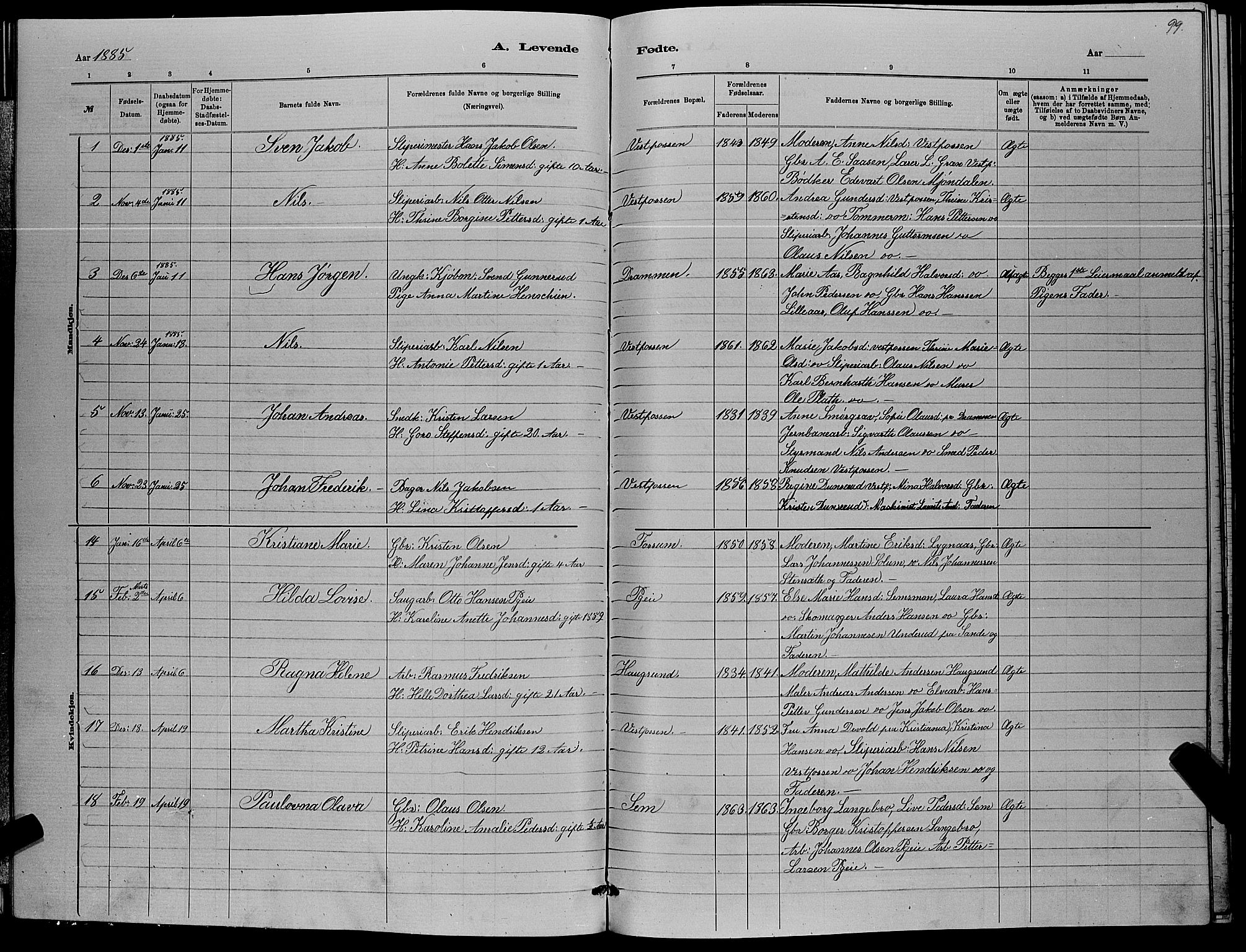 Eiker kirkebøker, AV/SAKO-A-4/G/Ga/L0005: Parish register (copy) no. I 5, 1878-1887, p. 99