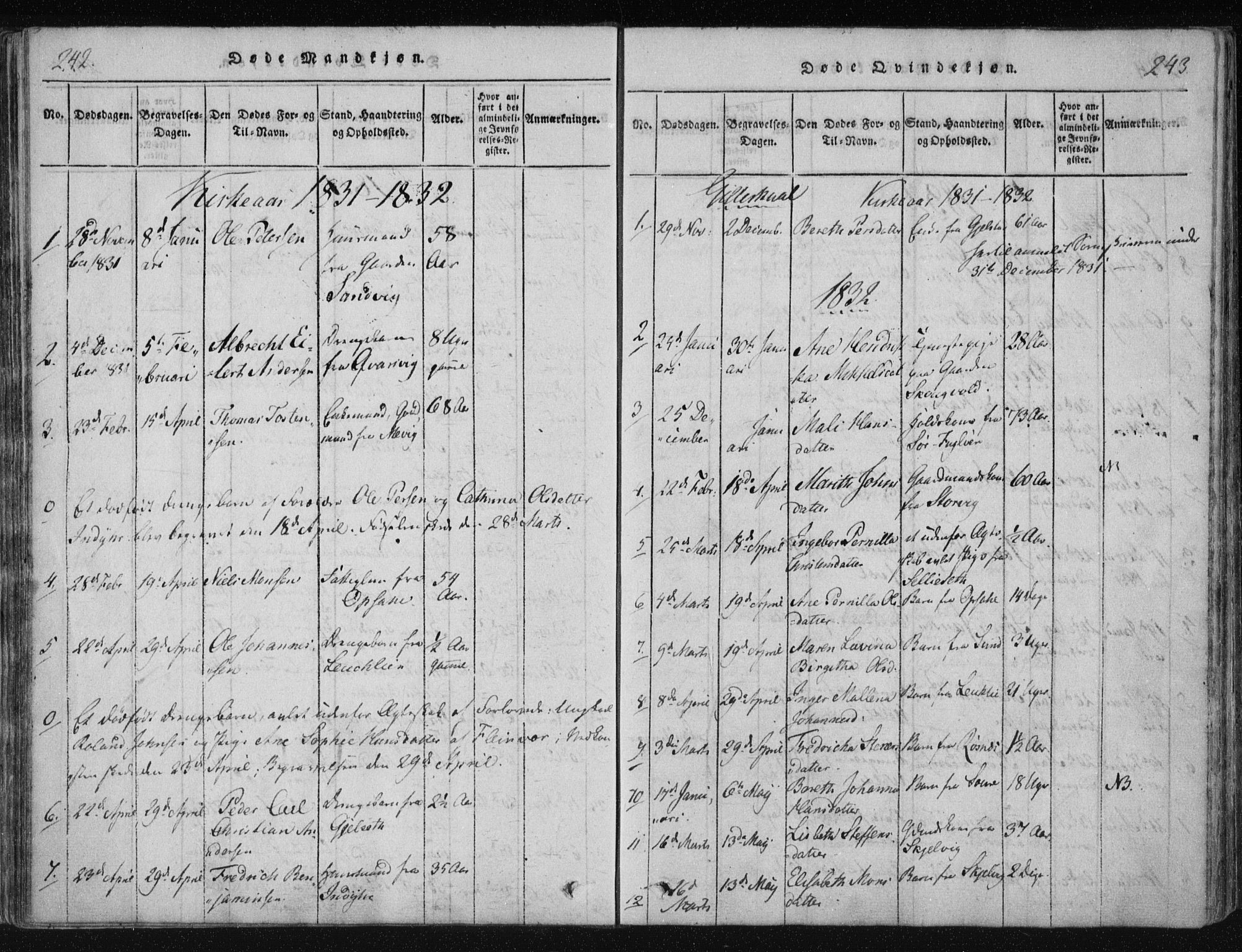 Ministerialprotokoller, klokkerbøker og fødselsregistre - Nordland, SAT/A-1459/805/L0096: Parish register (official) no. 805A03, 1820-1837, p. 242-243