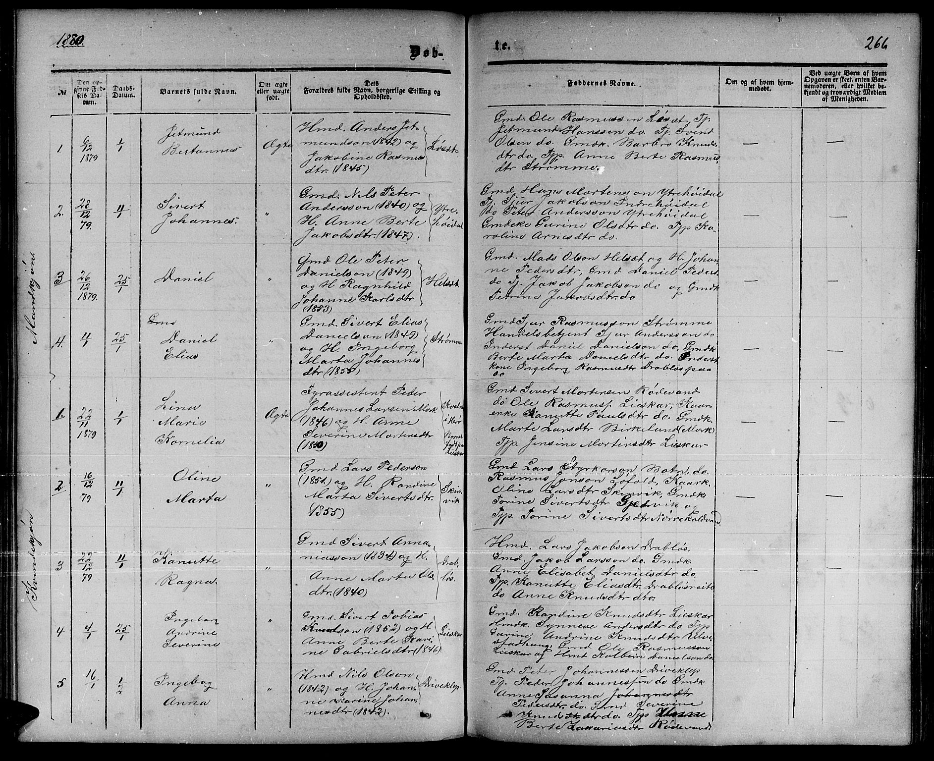 Ministerialprotokoller, klokkerbøker og fødselsregistre - Møre og Romsdal, AV/SAT-A-1454/511/L0157: Parish register (copy) no. 511C03, 1864-1884, p. 266