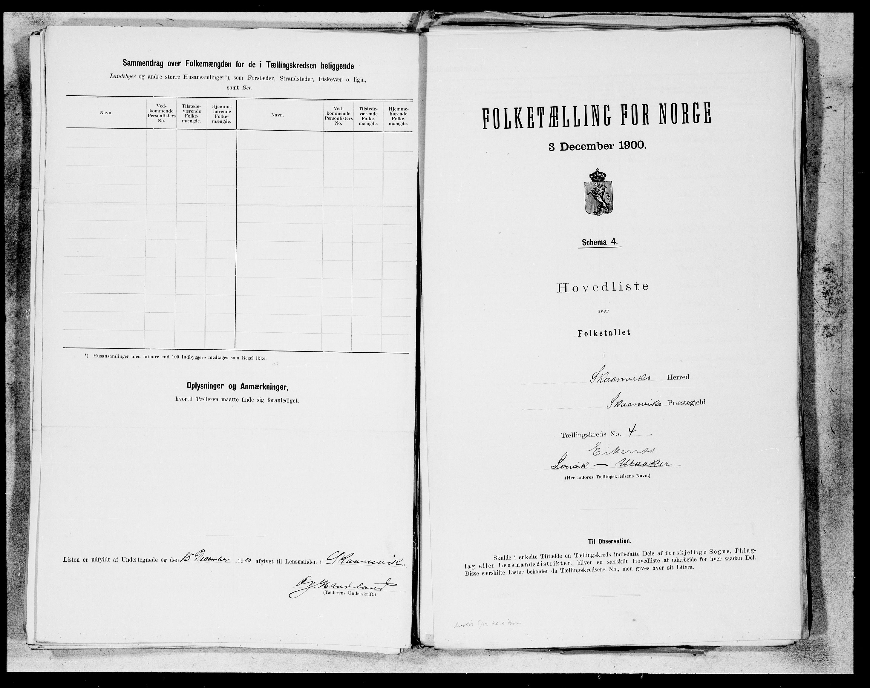 SAB, 1900 census for Skånevik, 1900, p. 7