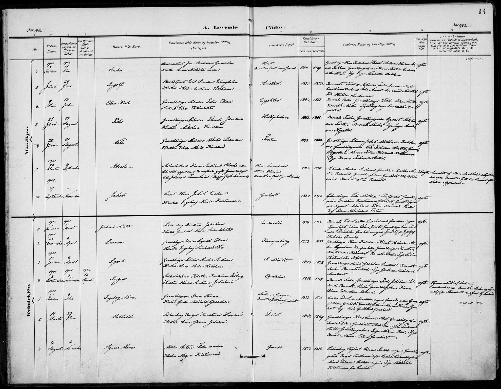 Siljan kirkebøker, AV/SAKO-A-300/F/Fa/L0003: Parish register (official) no. 3, 1896-1910, p. 14