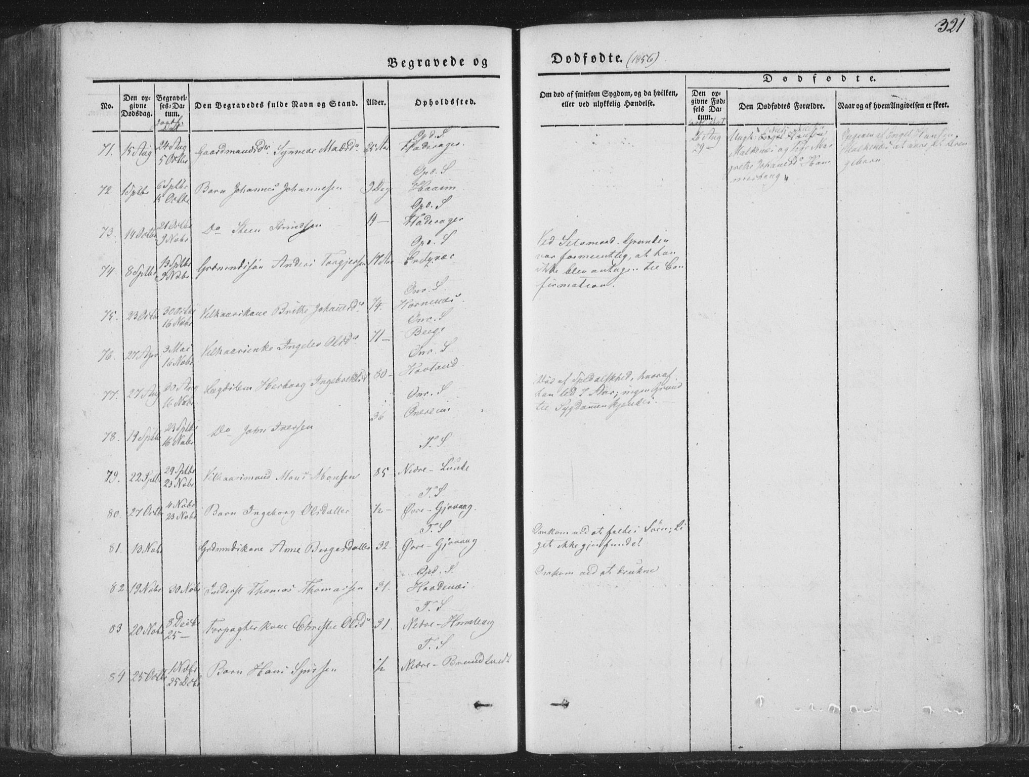 Tysnes sokneprestembete, AV/SAB-A-78601/H/Haa: Parish register (official) no. A 10, 1848-1859, p. 321