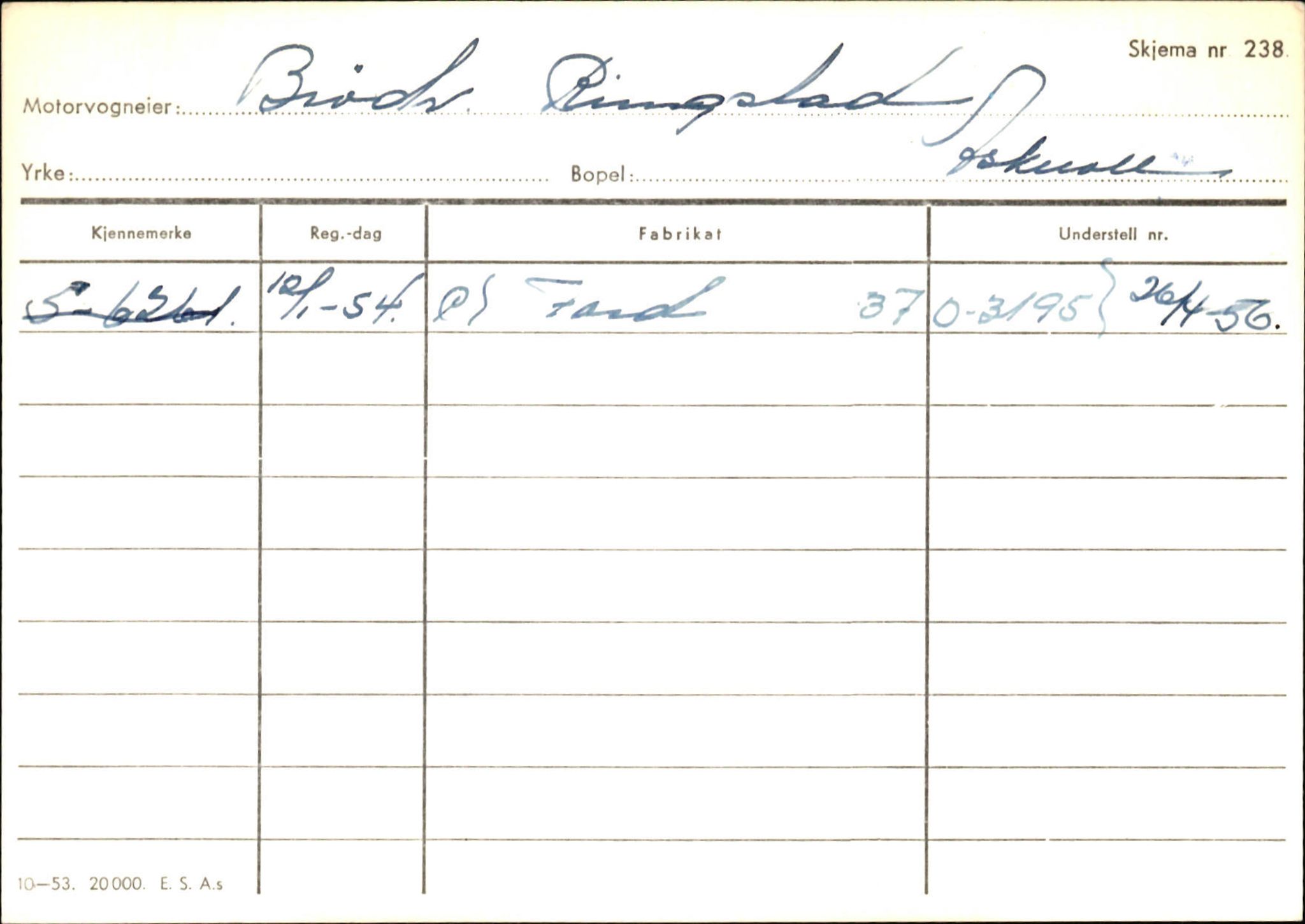 Statens vegvesen, Sogn og Fjordane vegkontor, AV/SAB-A-5301/4/F/L0132: Eigarregister Askvoll A-Å. Balestrand A-Å, 1945-1975, p. 1033