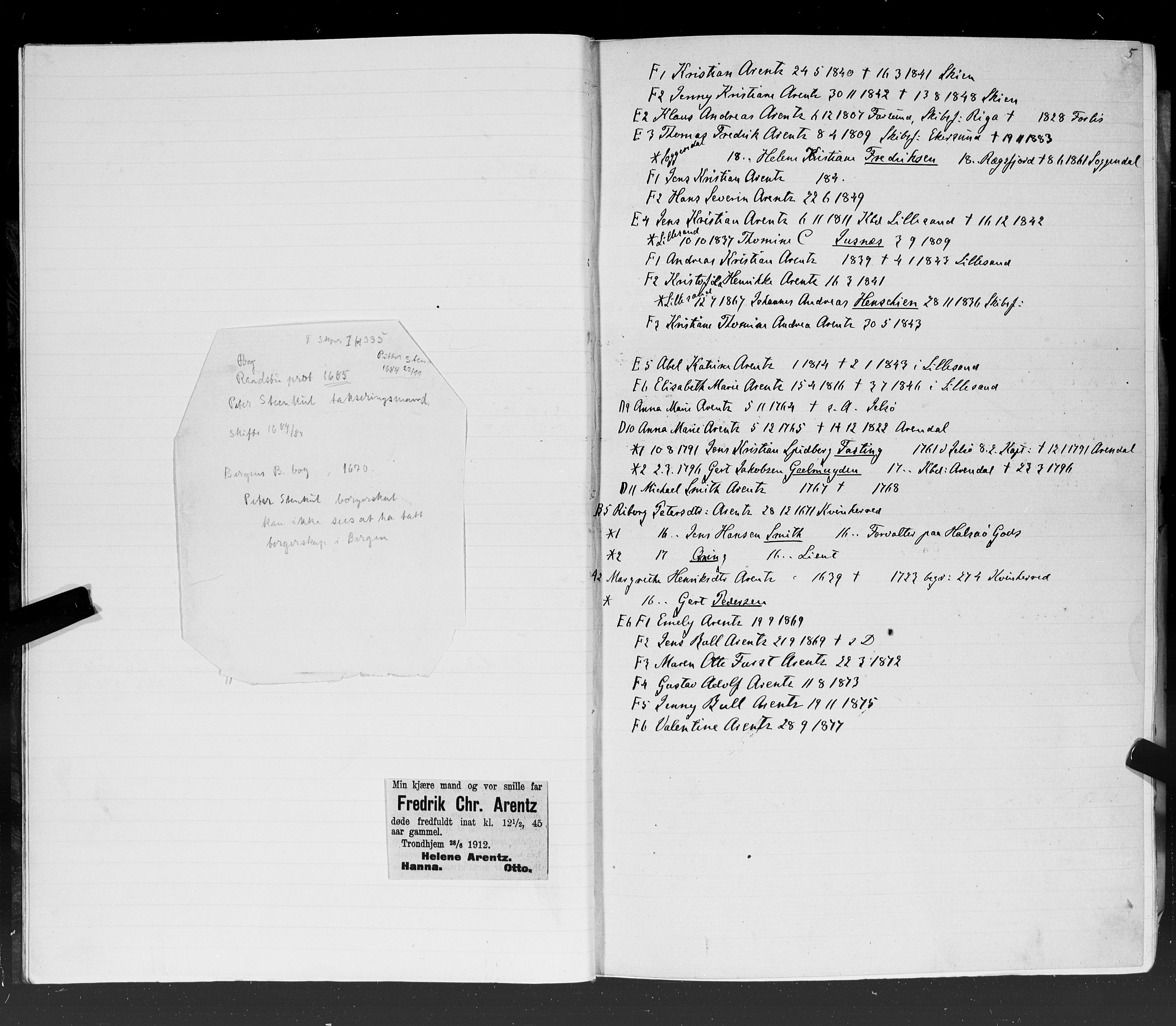 Hornemans samlinger, SAT/PA-X/A/L0015: A - K, 1600-1886