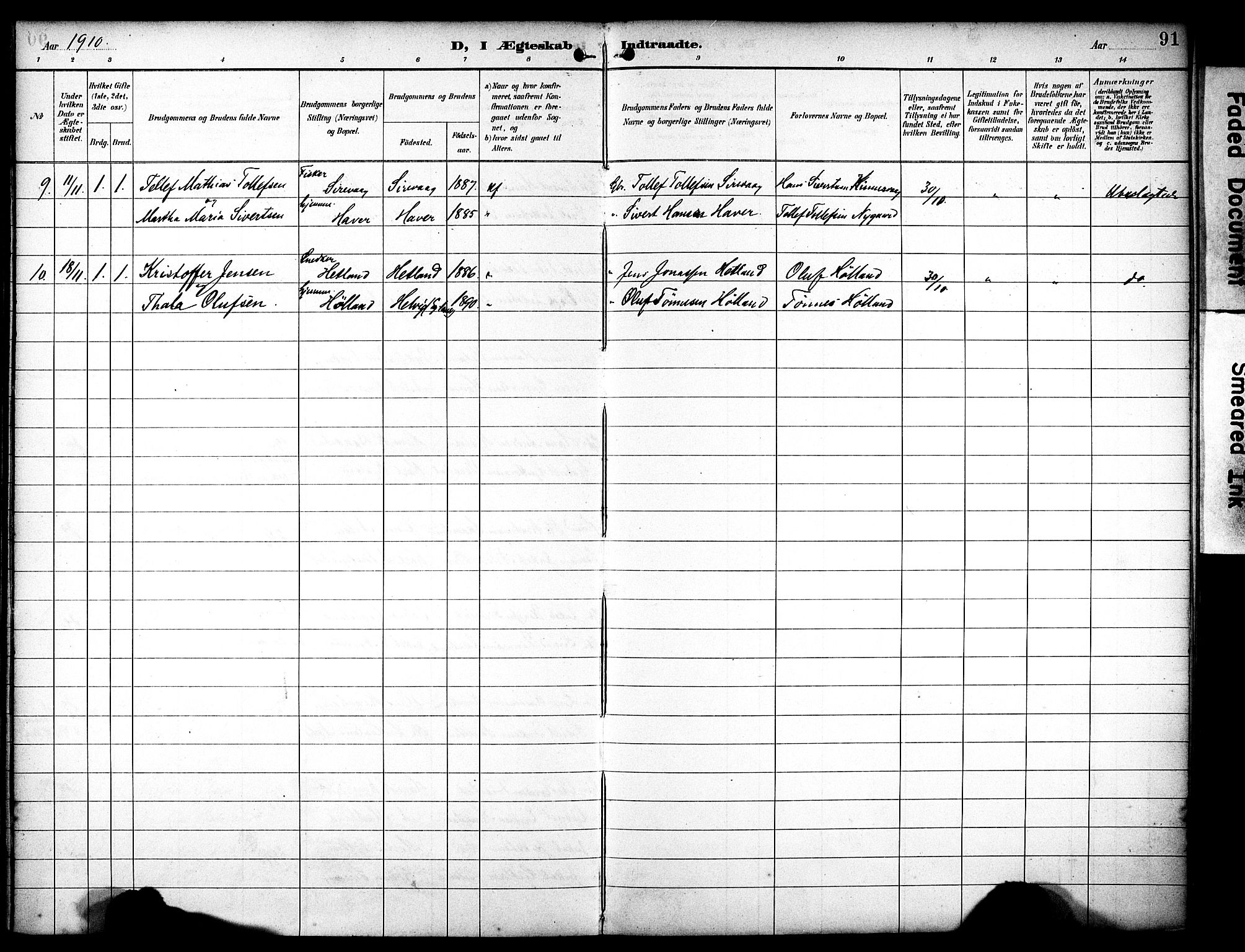 Eigersund sokneprestkontor, AV/SAST-A-101807/S08/L0020: Parish register (official) no. A 19, 1893-1910, p. 91