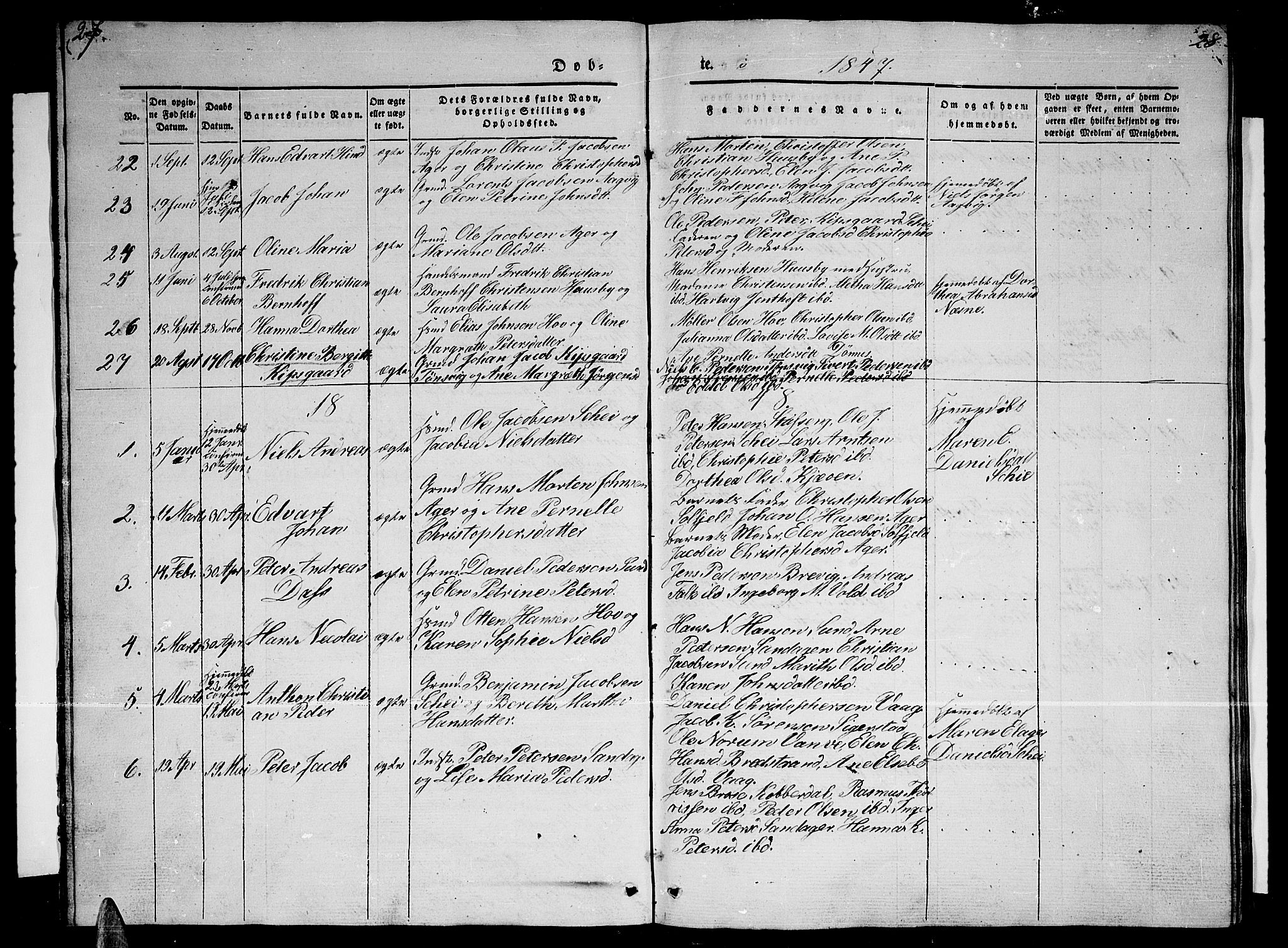 Ministerialprotokoller, klokkerbøker og fødselsregistre - Nordland, AV/SAT-A-1459/835/L0530: Parish register (copy) no. 835C02, 1842-1865, p. 27-28