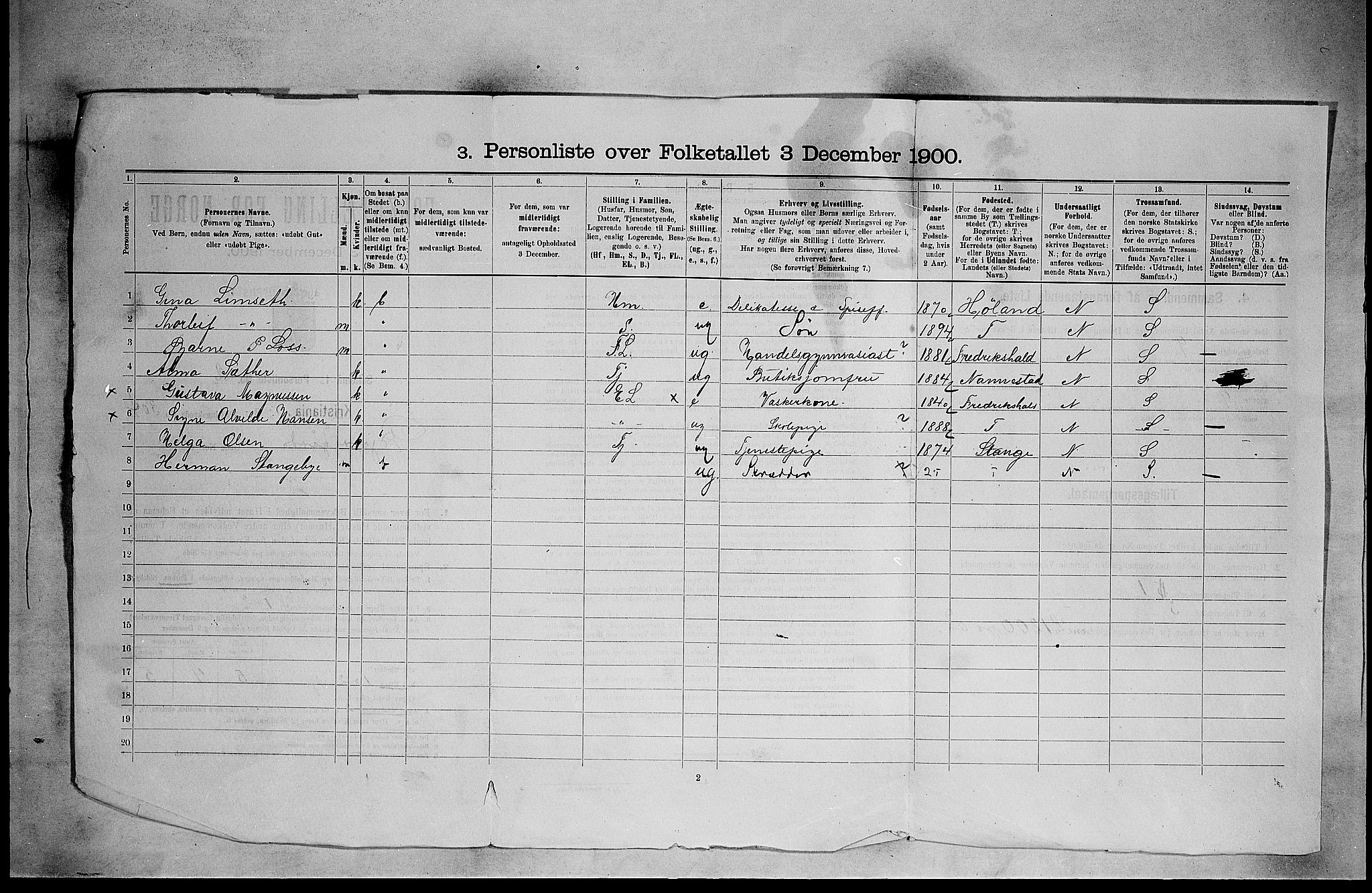 SAO, 1900 census for Kristiania, 1900, p. 5298