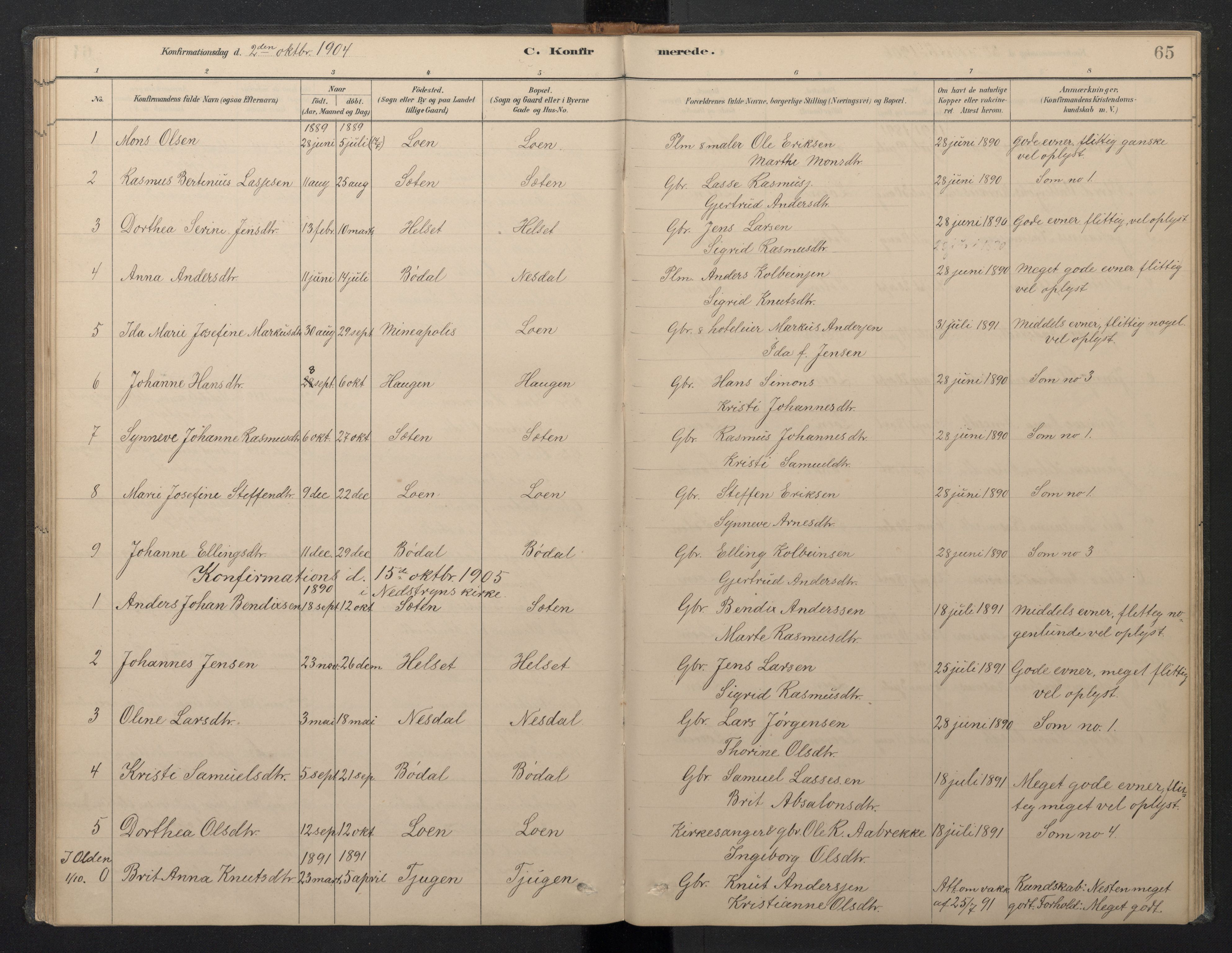 Stryn Sokneprestembete, AV/SAB-A-82501: Parish register (copy) no. B 3, 1881-1918, p. 64b-65a