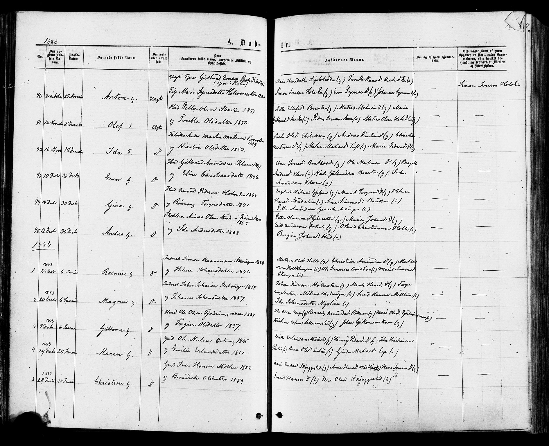 Østre Gausdal prestekontor, SAH/PREST-092/H/Ha/Haa/L0001: Parish register (official) no. 1, 1874-1886, p. 105