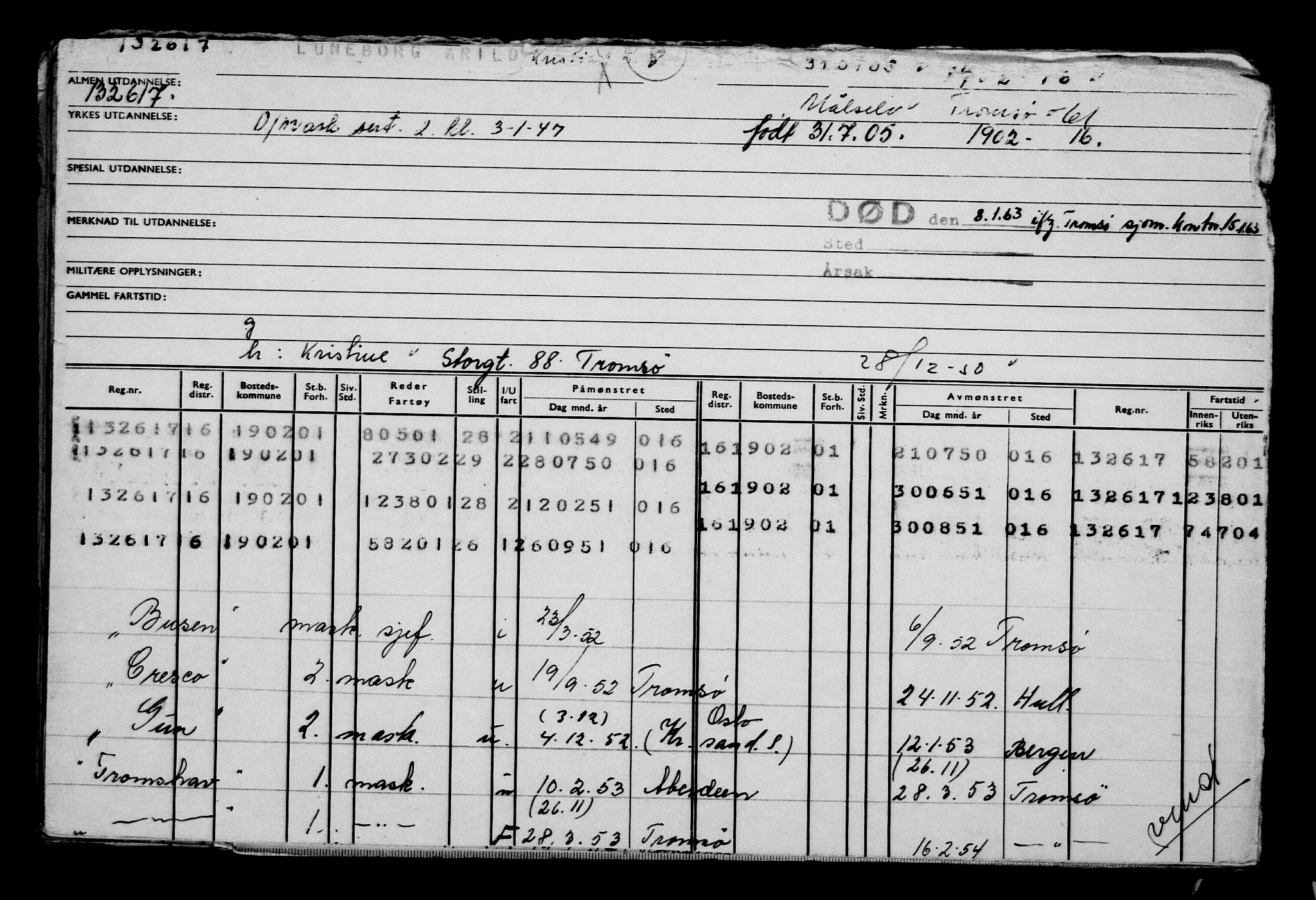 Direktoratet for sjømenn, AV/RA-S-3545/G/Gb/L0060: Hovedkort, 1905, p. 360