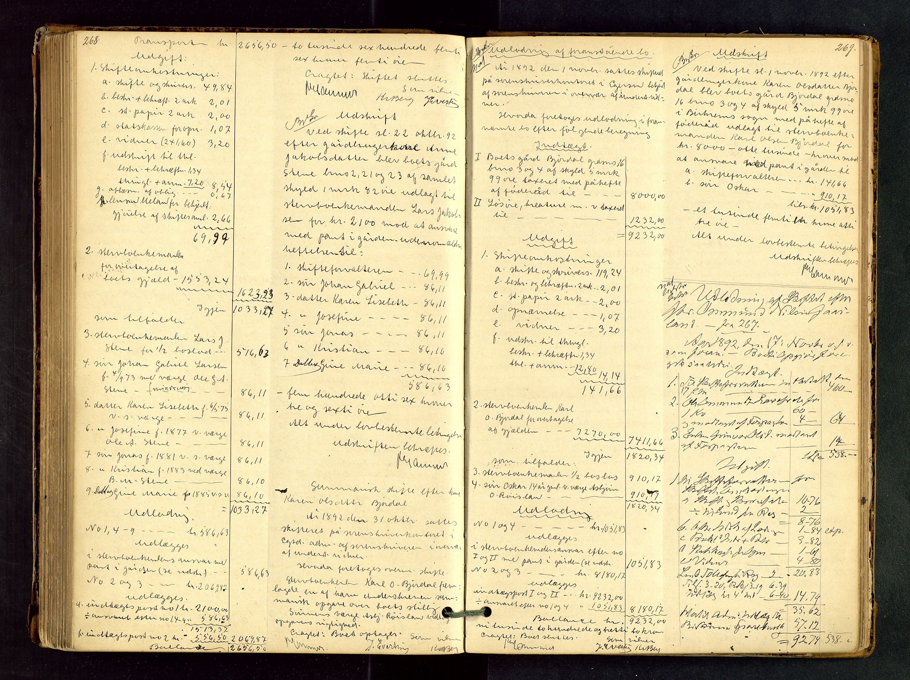 Dalane sorenskriveri, AV/SAST-A-100309/001/5/500/500BB/L0002: SKIFTEPROTOKOLL, 1881-1904, p. 268-269