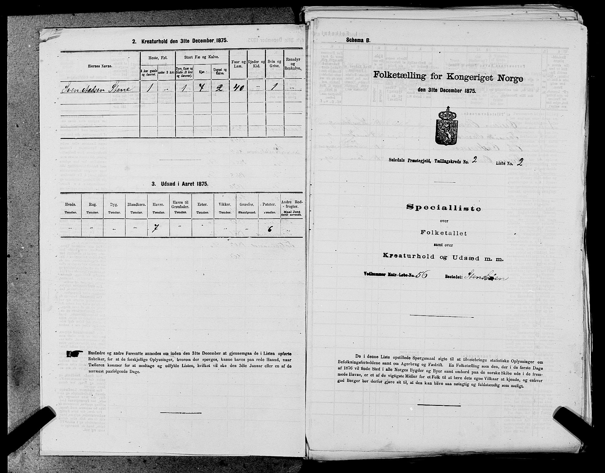 SAST, 1875 census for 1134P Suldal, 1875, p. 170