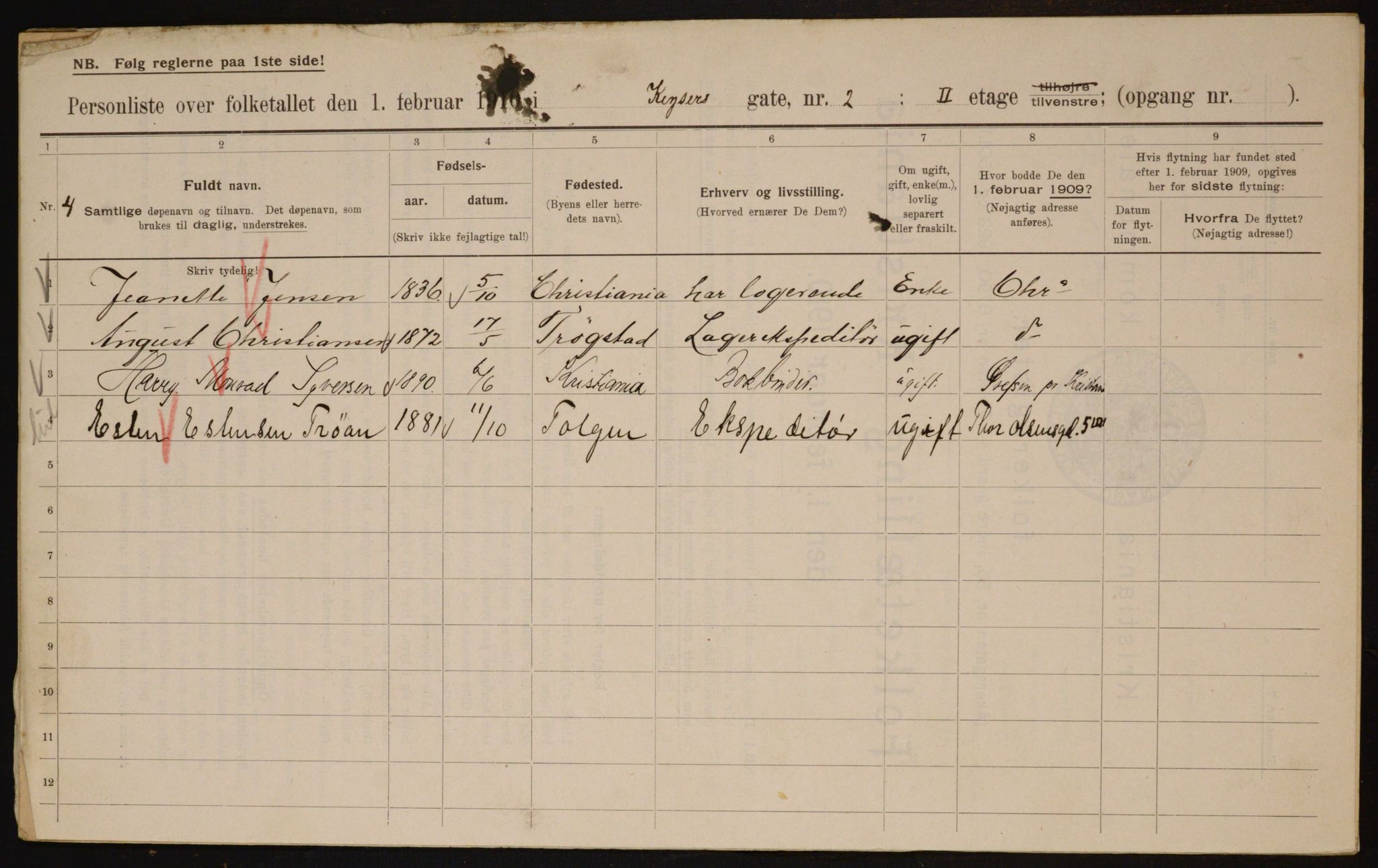 OBA, Municipal Census 1910 for Kristiania, 1910, p. 47712