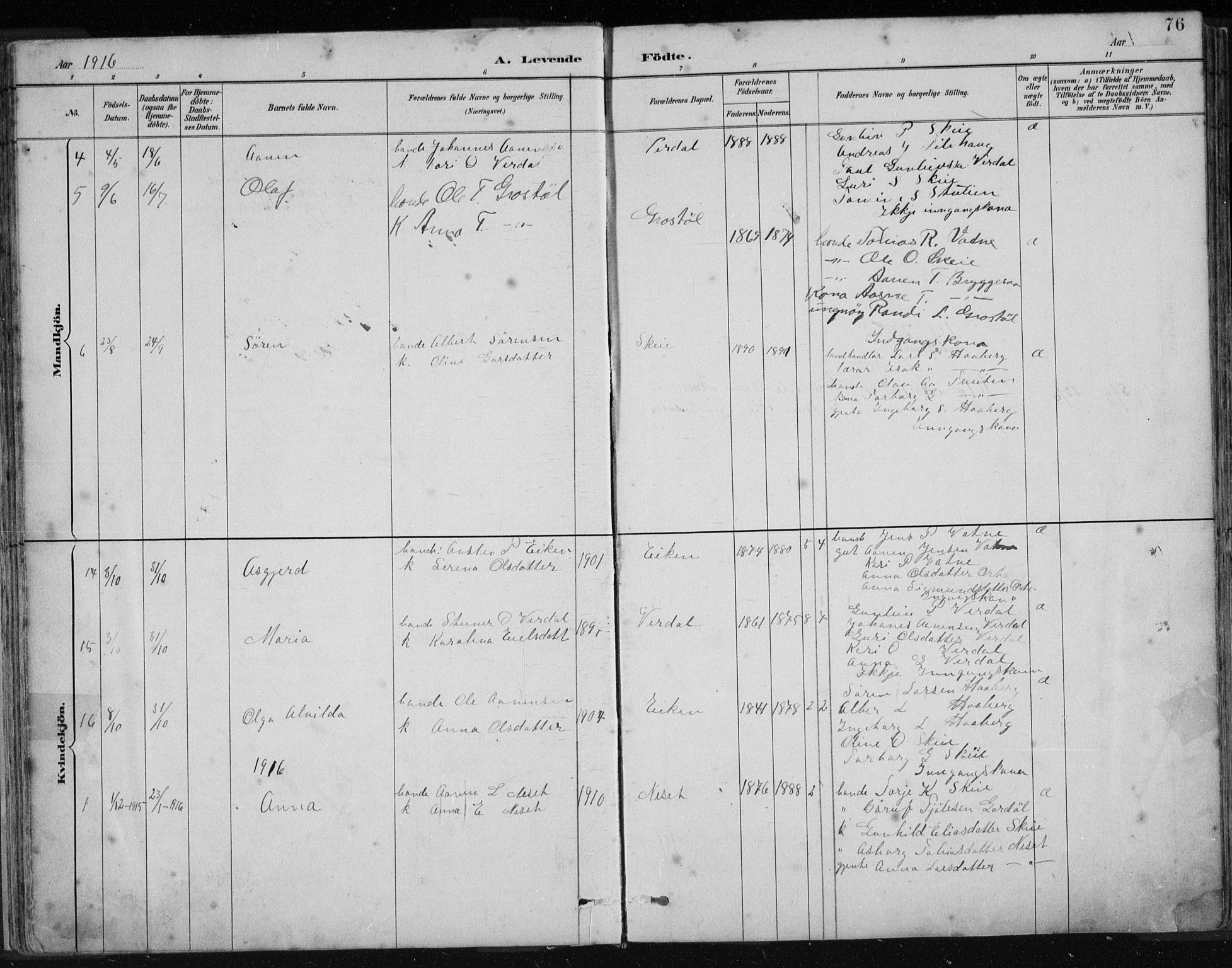 Hægebostad sokneprestkontor, AV/SAK-1111-0024/F/Fb/Fbb/L0003: Parish register (copy) no. B 3, 1887-1937, p. 76