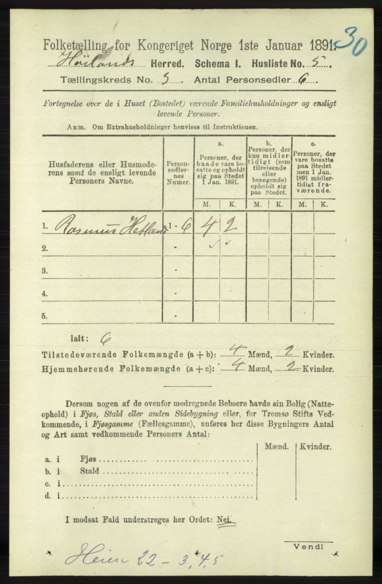 RA, 1891 census for 1123 Høyland, 1891, p. 629