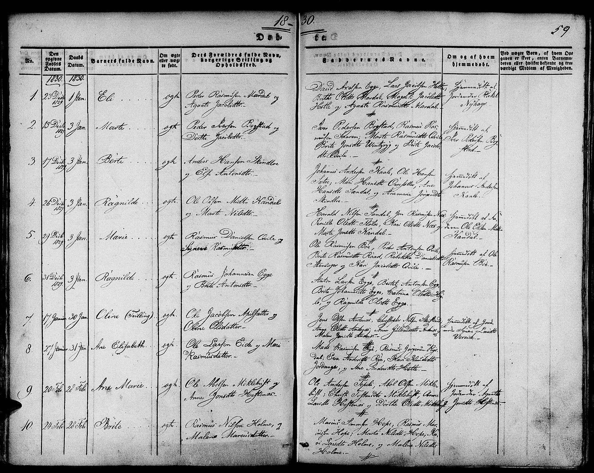 Gloppen sokneprestembete, SAB/A-80101/H/Haa/Haaa/L0007: Parish register (official) no. A 7, 1827-1837, p. 59