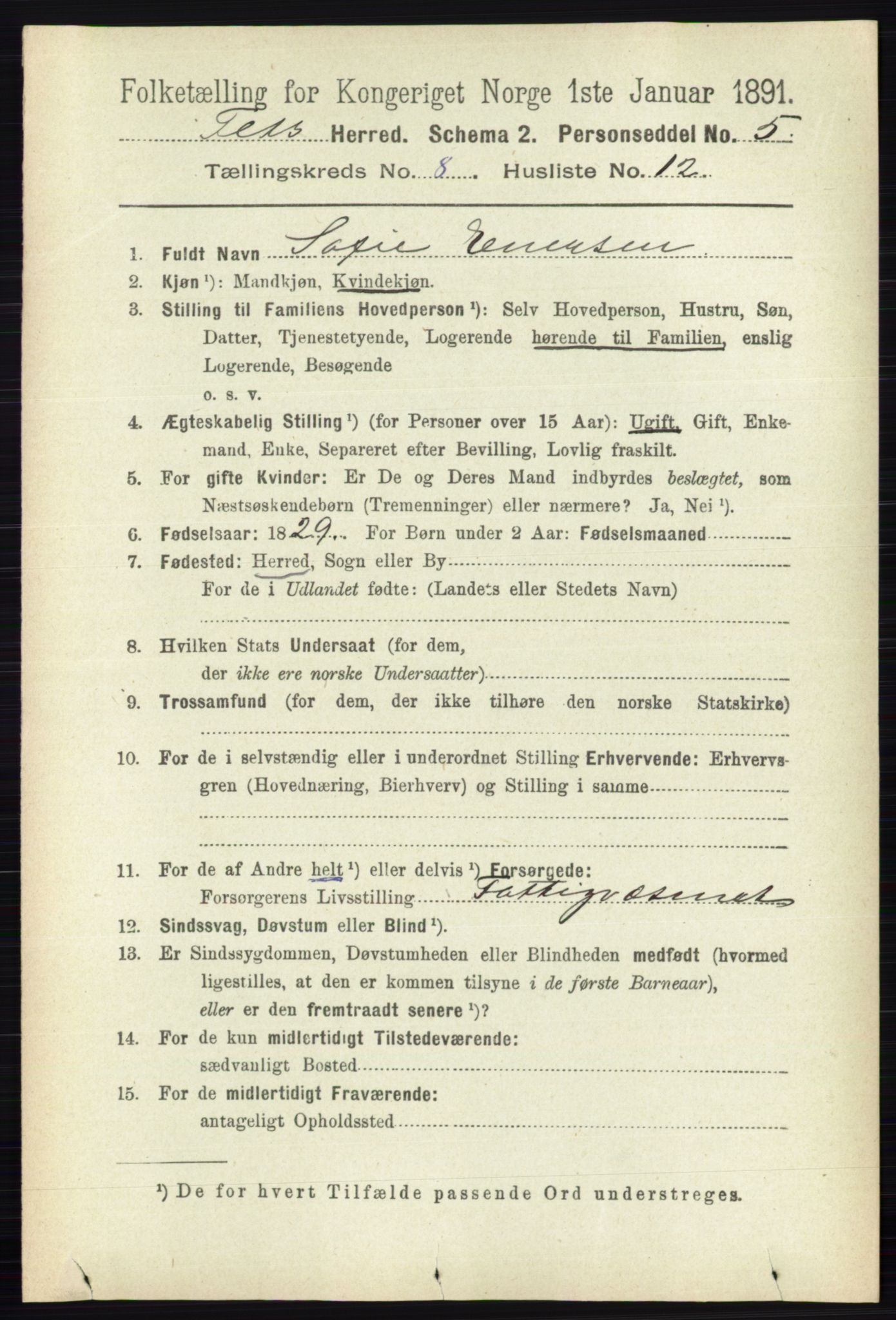 RA, 1891 census for 0227 Fet, 1891, p. 3113