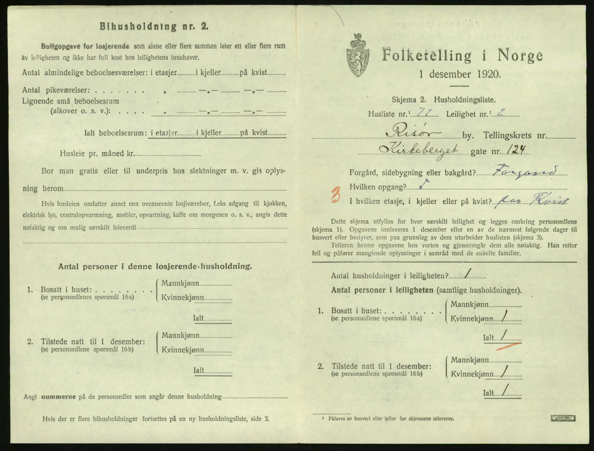 SAK, 1920 census for Risør, 1920, p. 2163