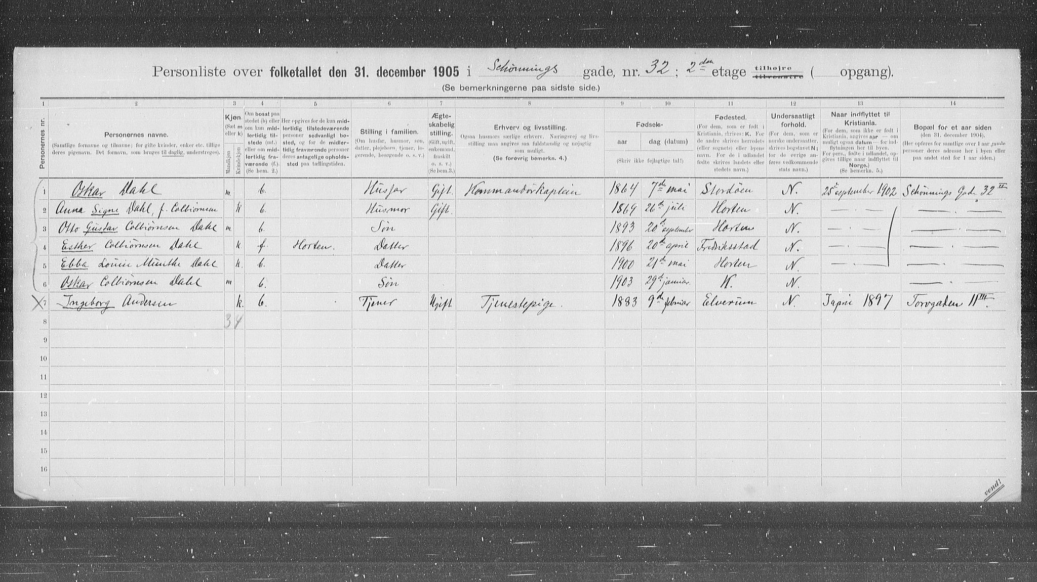 OBA, Municipal Census 1905 for Kristiania, 1905, p. 48692