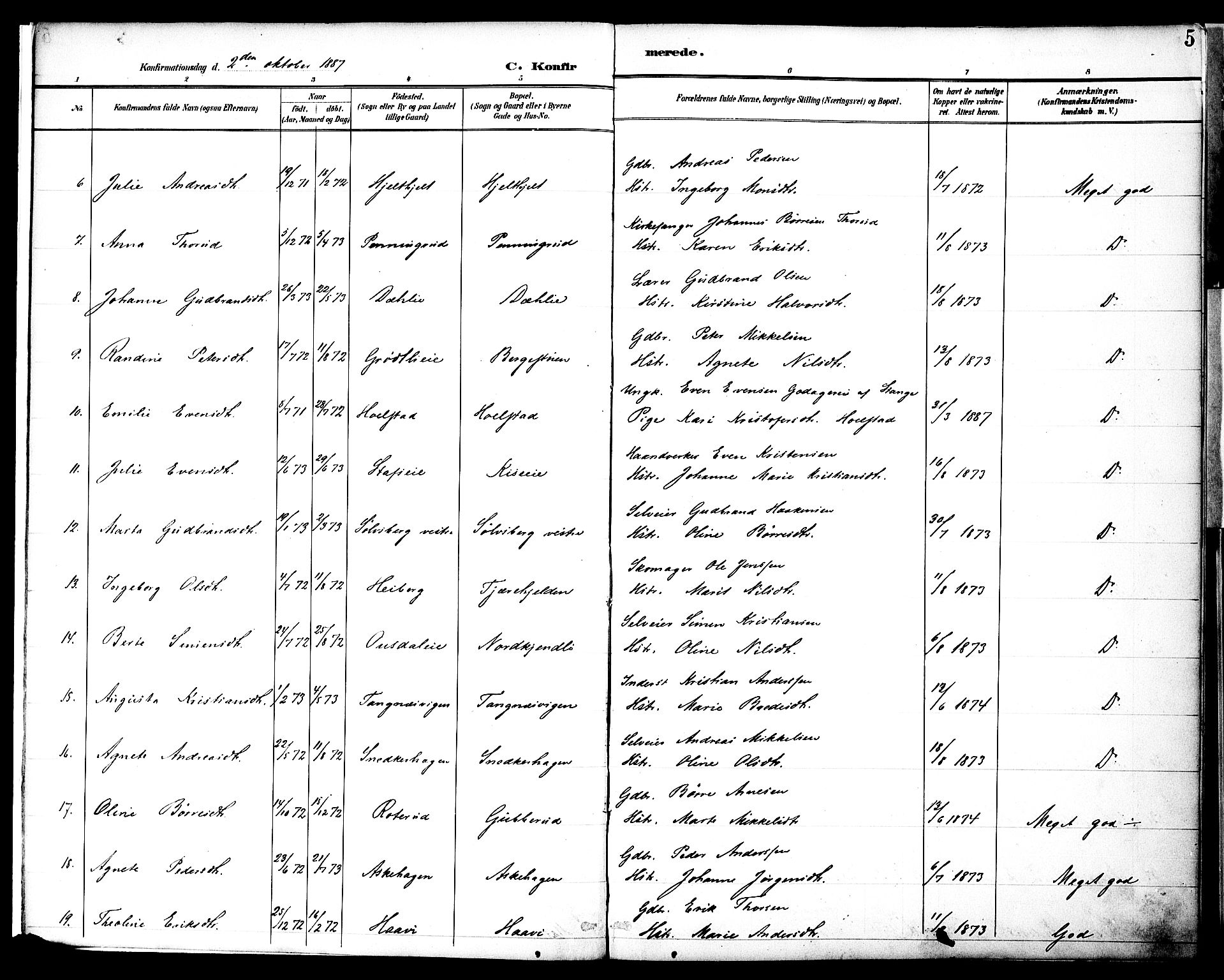 Nes prestekontor, Hedmark, AV/SAH-PREST-020/K/Ka/L0010: Parish register (official) no. 10, 1887-1905, p. 5