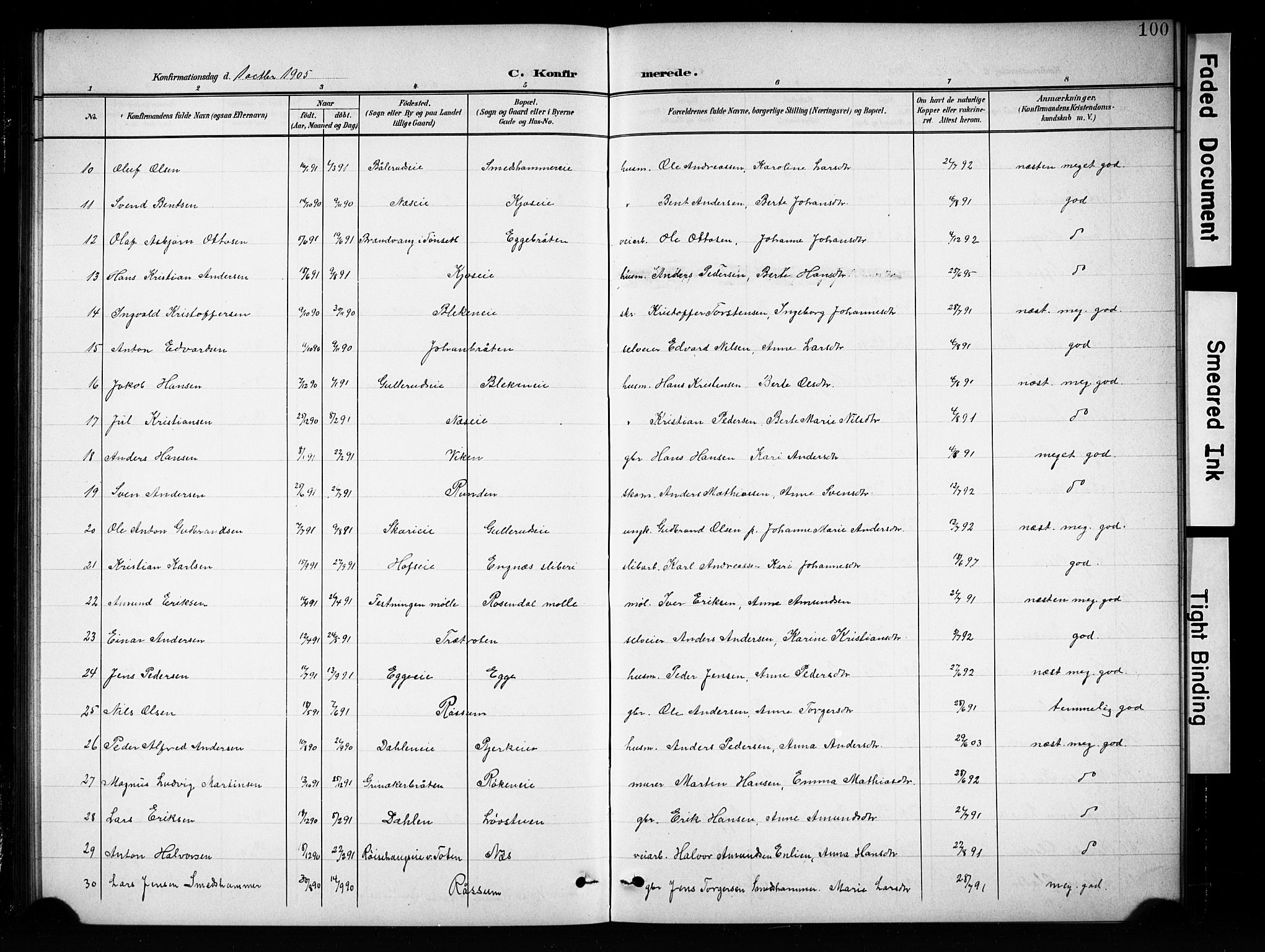 Brandbu prestekontor, SAH/PREST-114/H/Ha/Hab/L0005: Parish register (copy) no. 5, 1900-1913, p. 100