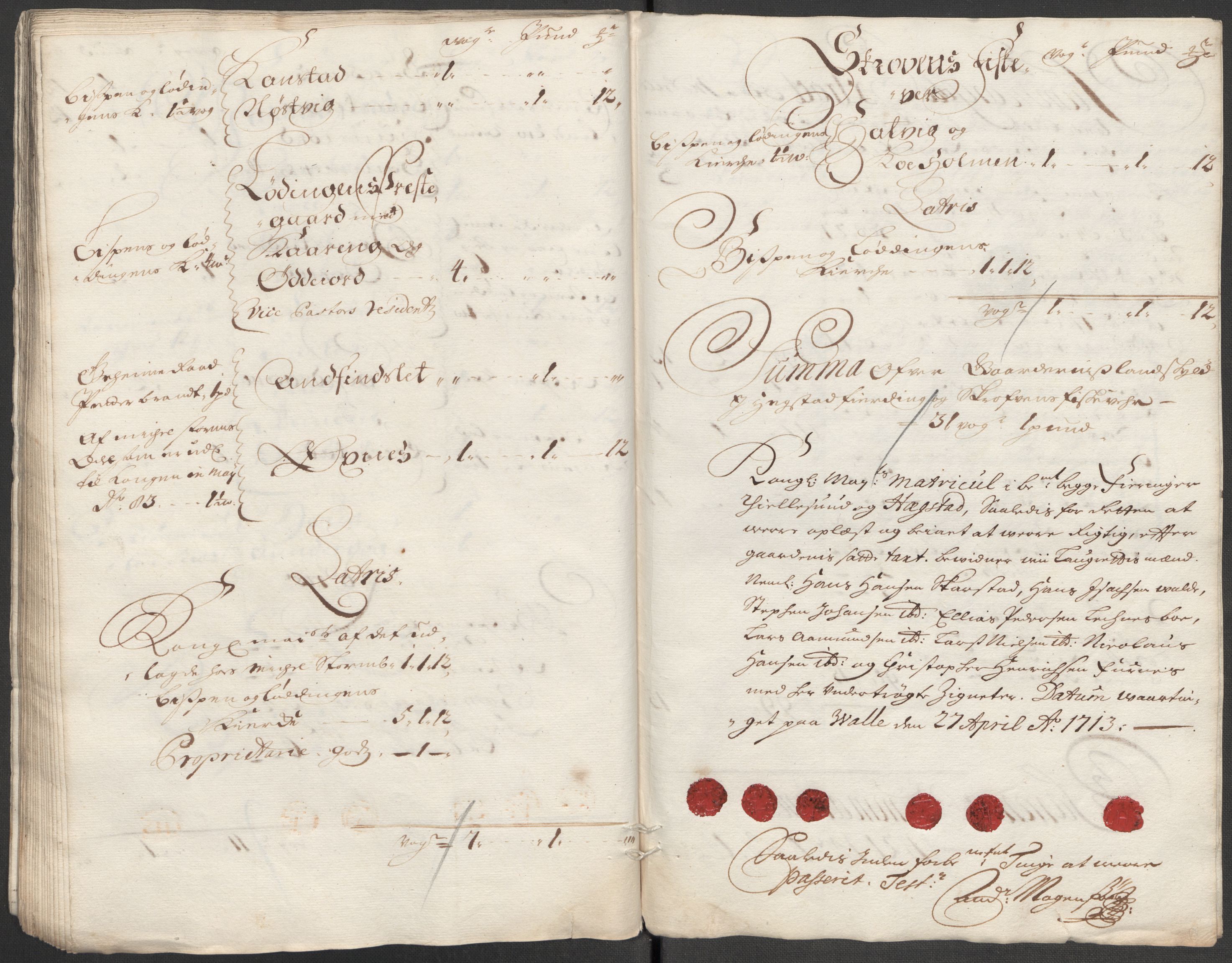 Rentekammeret inntil 1814, Reviderte regnskaper, Fogderegnskap, AV/RA-EA-4092/R66/L4583: Fogderegnskap Salten, 1713, p. 57