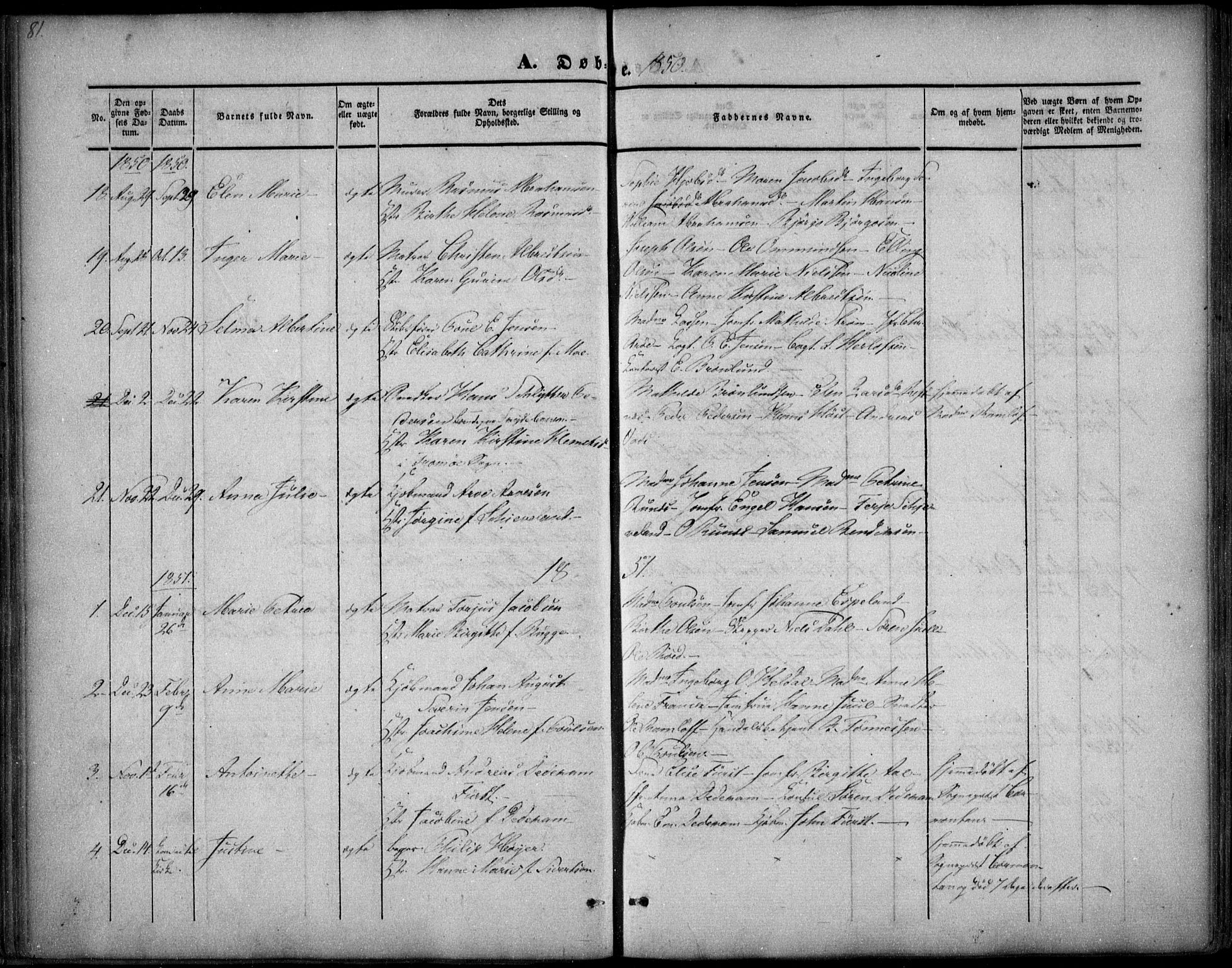 Arendal sokneprestkontor, Trefoldighet, SAK/1111-0040/F/Fa/L0005: Parish register (official) no. A 5, 1838-1854, p. 81
