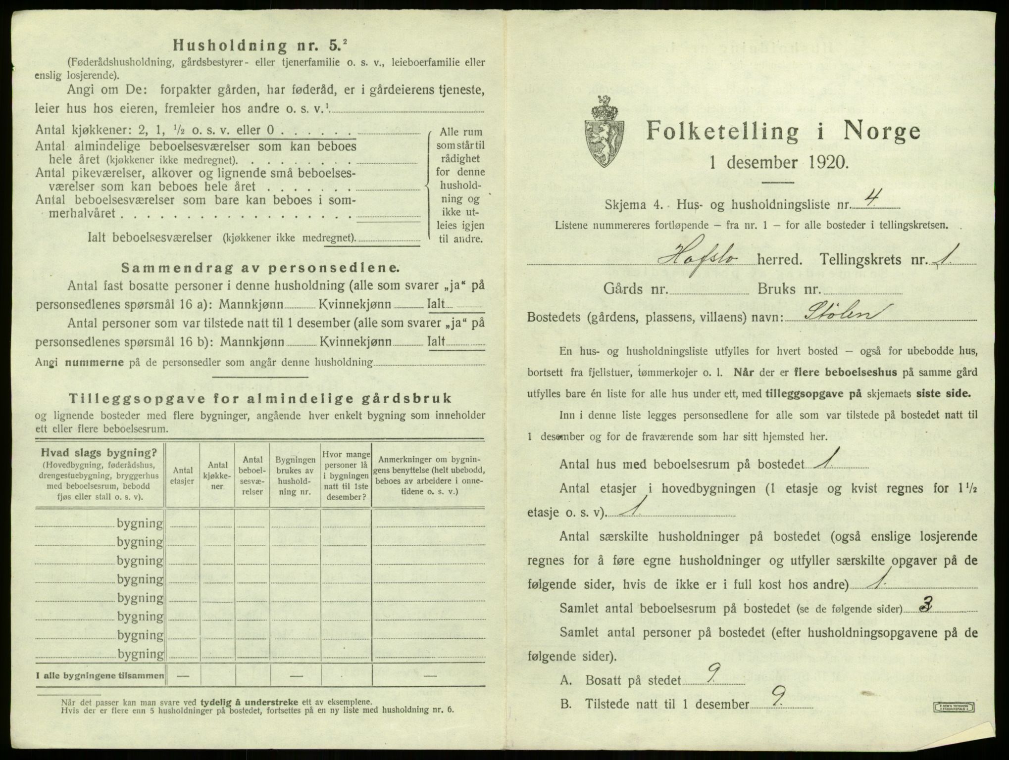 SAB, 1920 census for Hafslo, 1920, p. 42