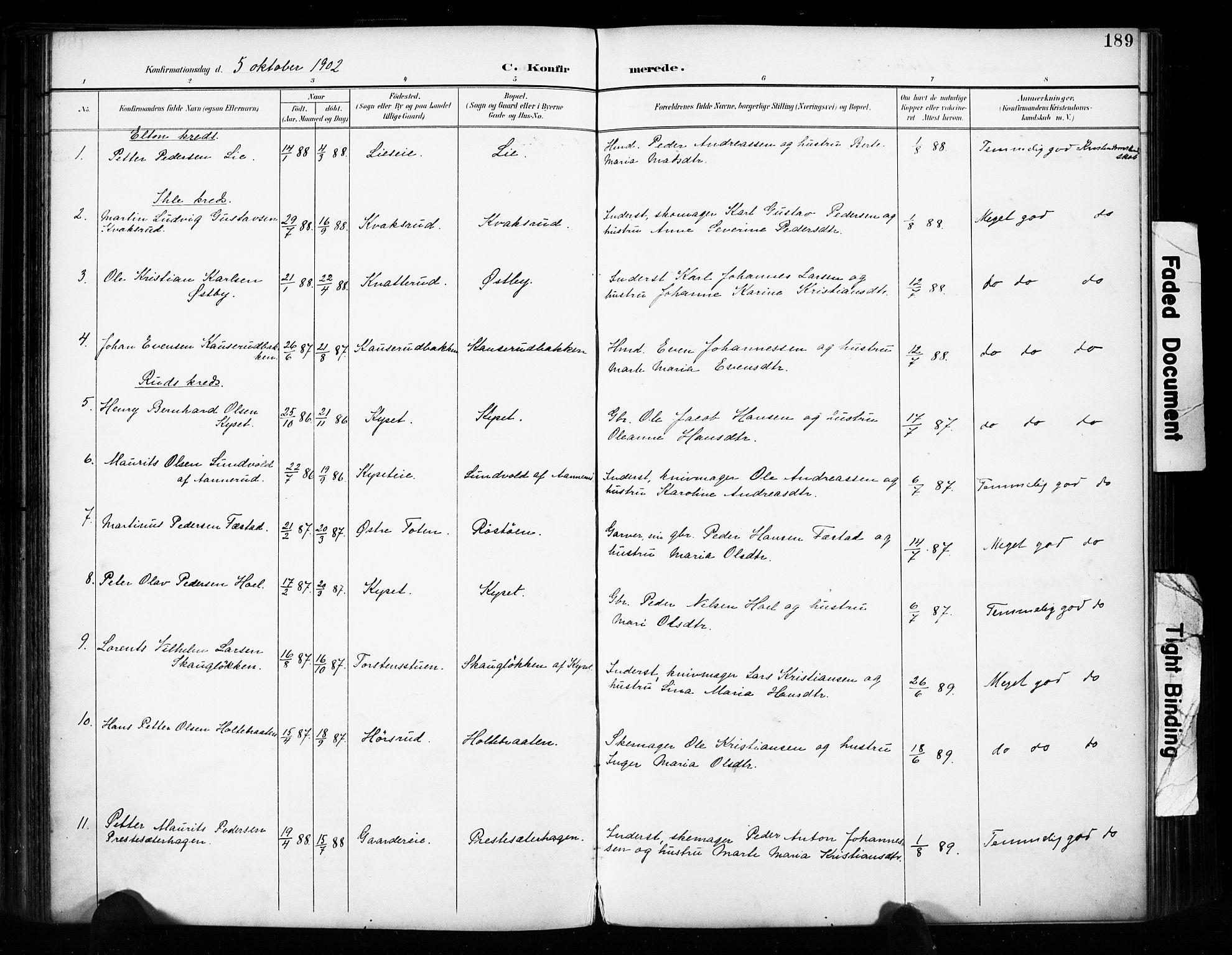 Vestre Toten prestekontor, SAH/PREST-108/H/Ha/Haa/L0011: Parish register (official) no. 11, 1895-1906, p. 189