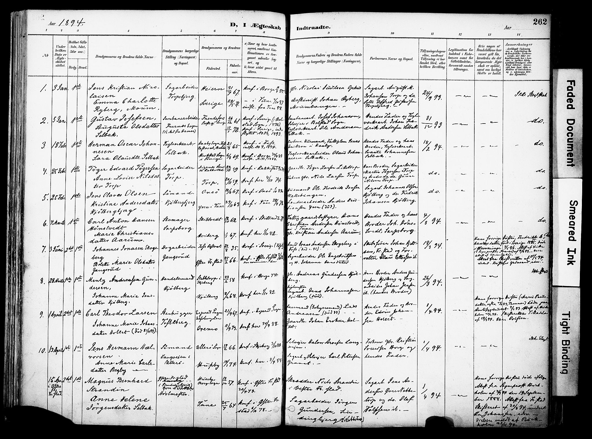 Borge prestekontor Kirkebøker, AV/SAO-A-10903/F/Fa/L0008: Parish register (official) no. I 8B, 1887-1902, p. 262