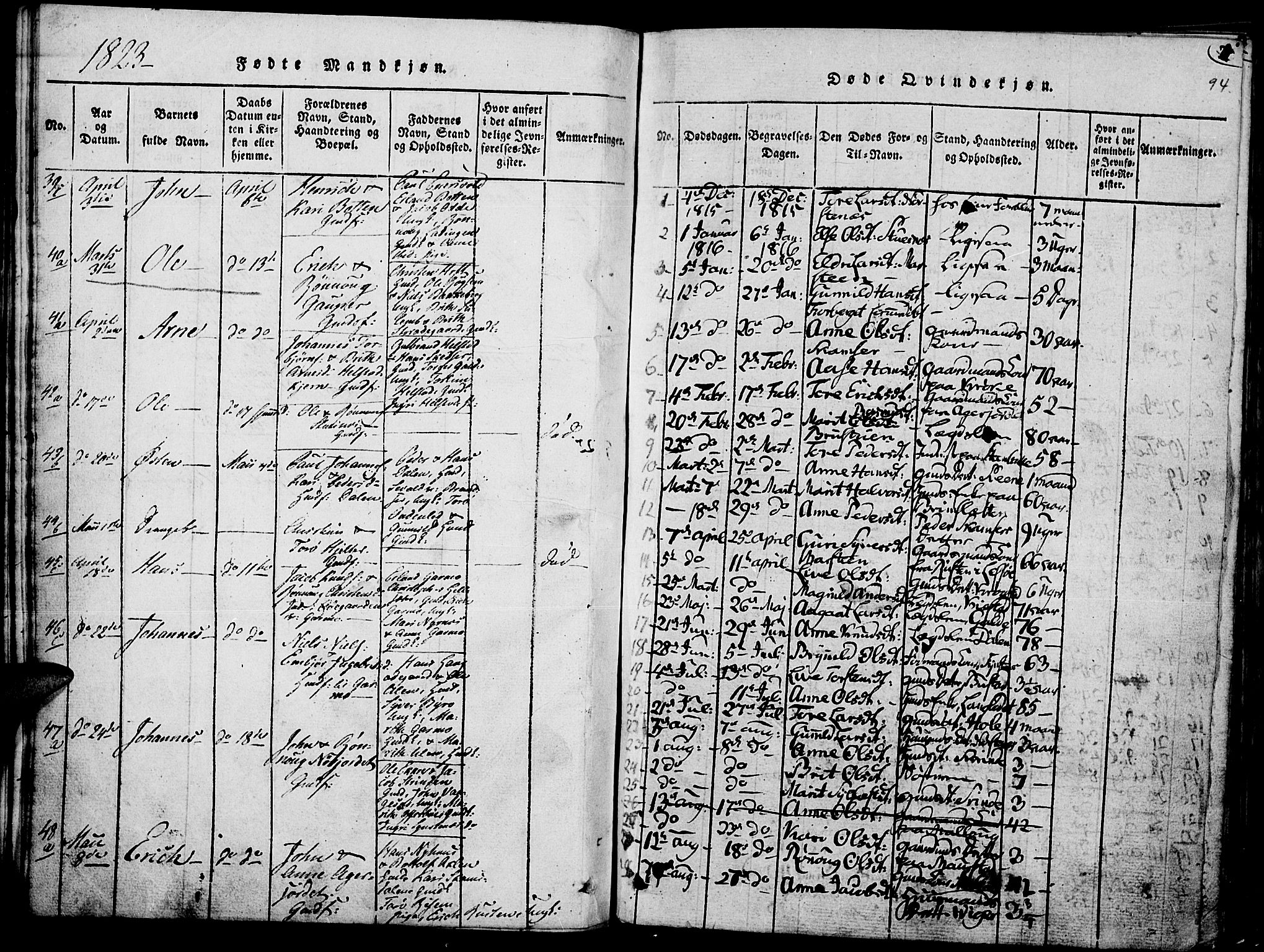 Lom prestekontor, SAH/PREST-070/K/L0004: Parish register (official) no. 4, 1815-1825, p. 94