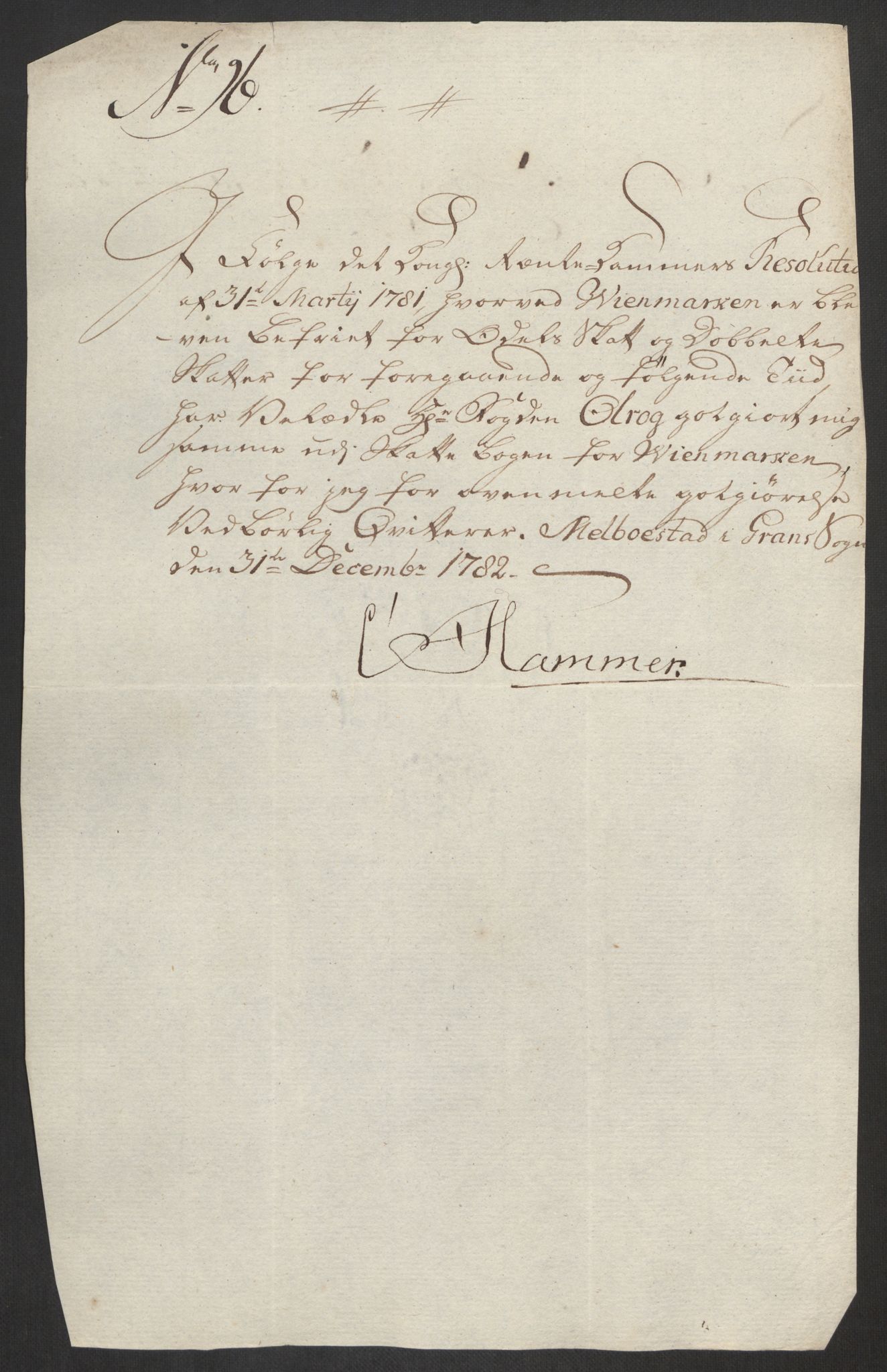 Rentekammeret inntil 1814, Reviderte regnskaper, Fogderegnskap, RA/EA-4092/R19/L1369: Fogderegnskap Toten, Hadeland og Vardal, 1782, p. 301