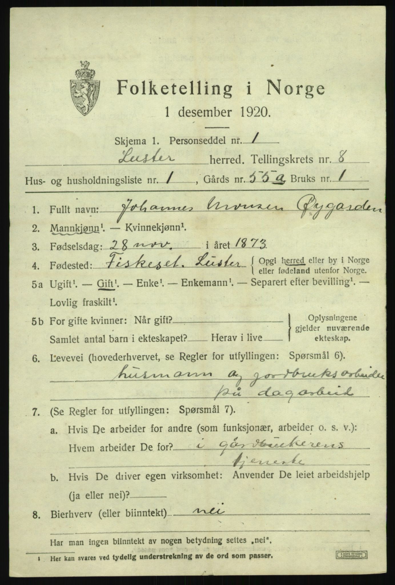 SAB, 1920 census for Luster, 1920, p. 4674