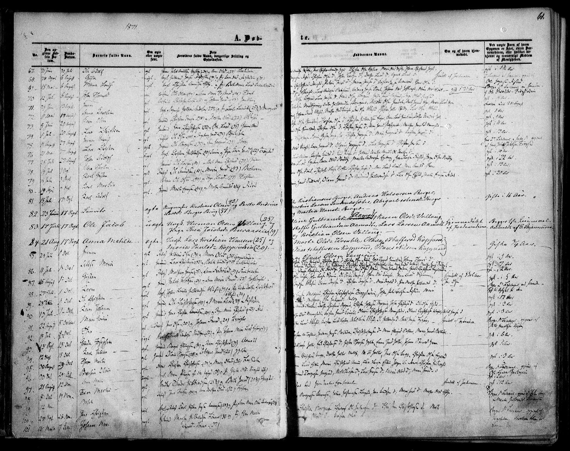 Nannestad prestekontor Kirkebøker, SAO/A-10414a/F/Fa/L0012: Parish register (official) no. I 12, 1860-1872, p. 61
