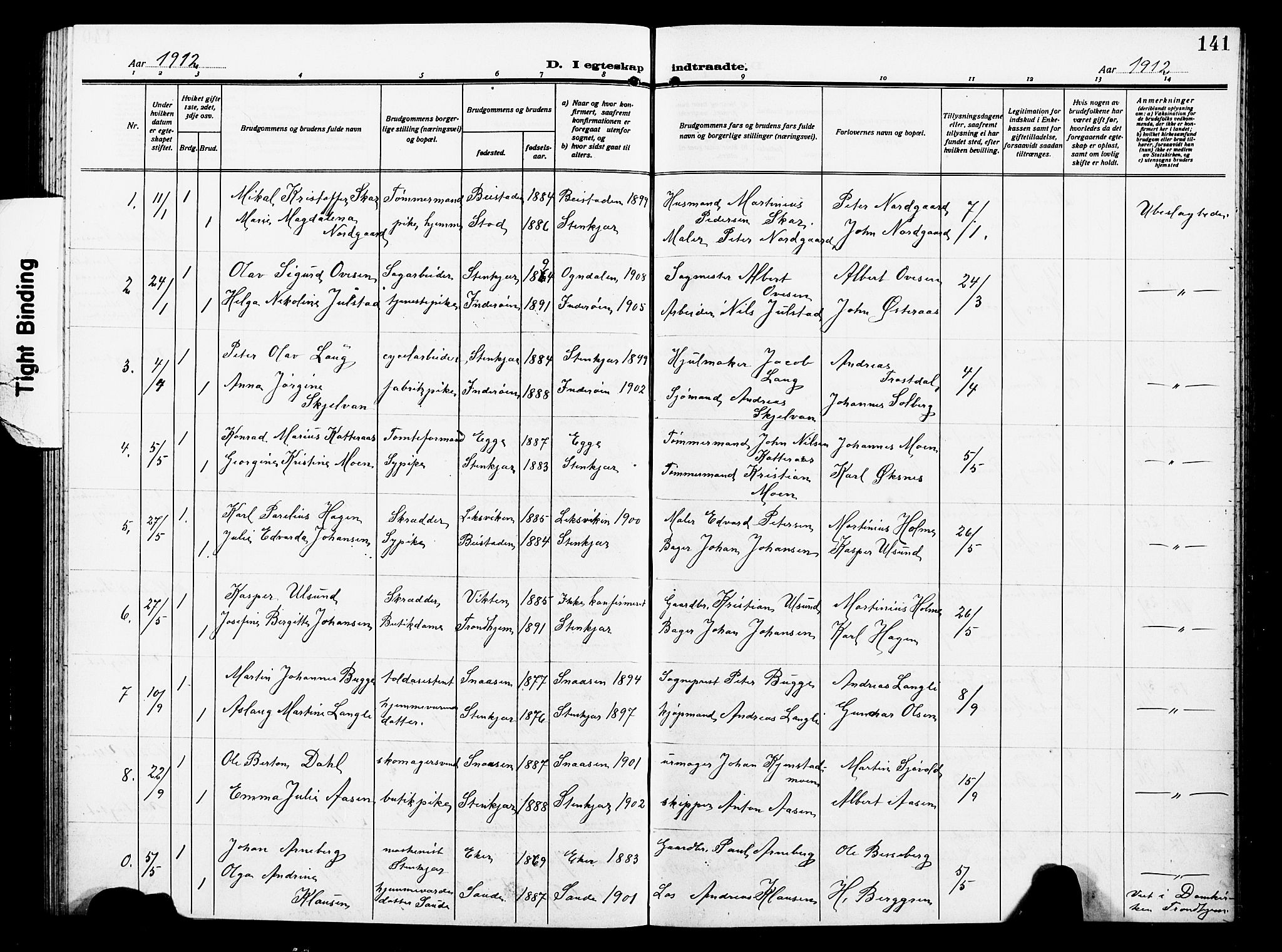 Ministerialprotokoller, klokkerbøker og fødselsregistre - Nord-Trøndelag, AV/SAT-A-1458/739/L0376: Parish register (copy) no. 739C04, 1908-1917, p. 141