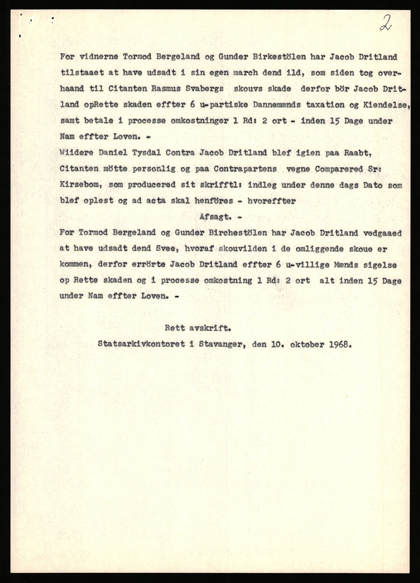 Statsarkivet i Stavanger, SAST/A-101971/03/Y/Yj/L0014: Avskrifter sortert etter gårdsnanv: Dalve - Dyrland, 1750-1930, p. 535