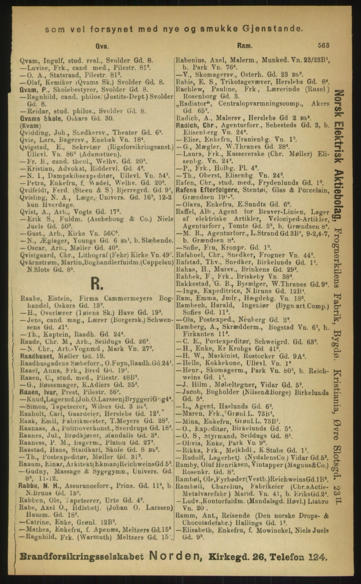 Kristiania/Oslo adressebok, PUBL/-, 1899, p. 563