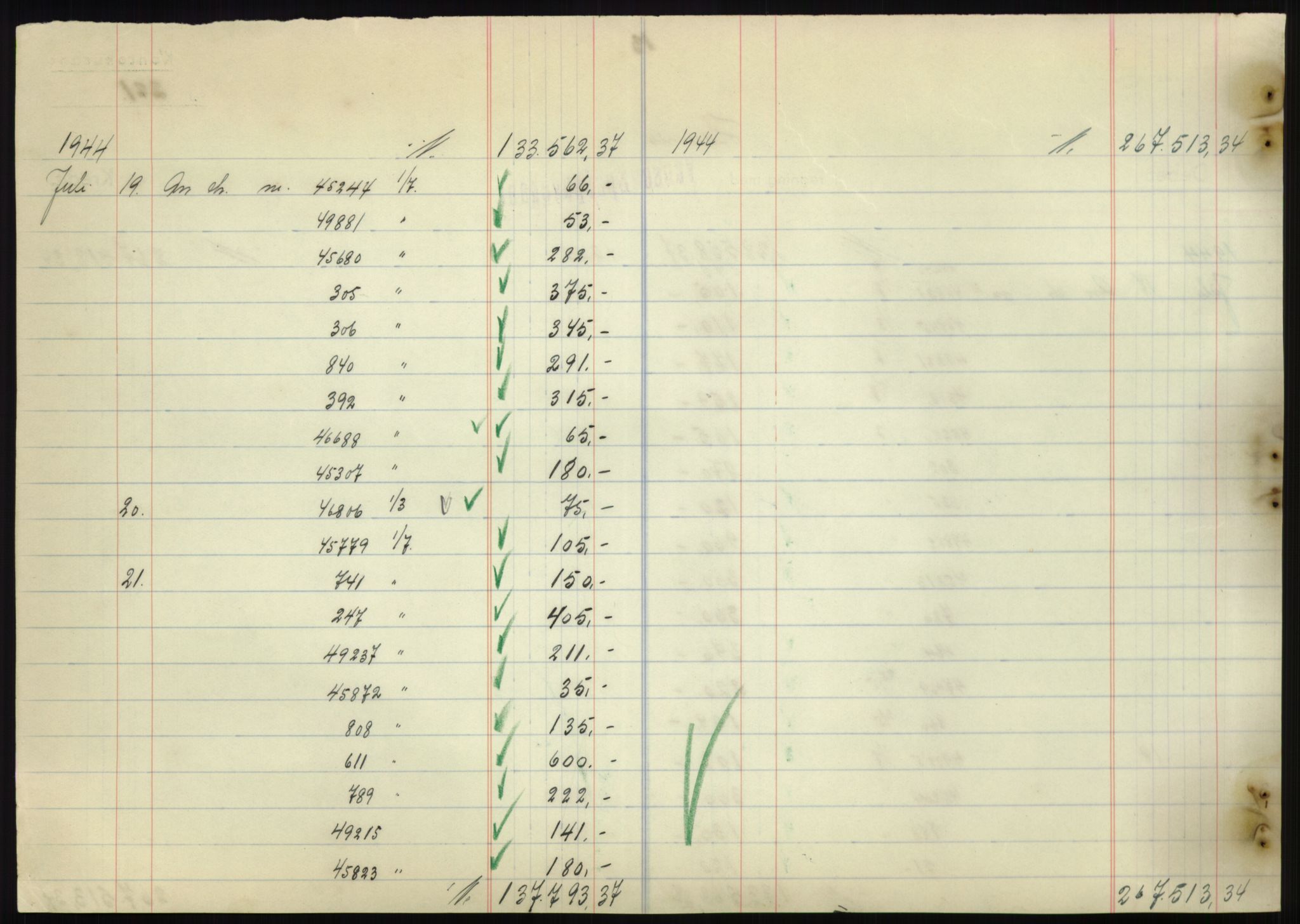 Forsvarsdepartementet, 10. kontor / Oppgjørskontoret, AV/RA-RAFA-1225/D/Db/L0180: Lista oppgjørskontor, 1942-1952, p. 2216