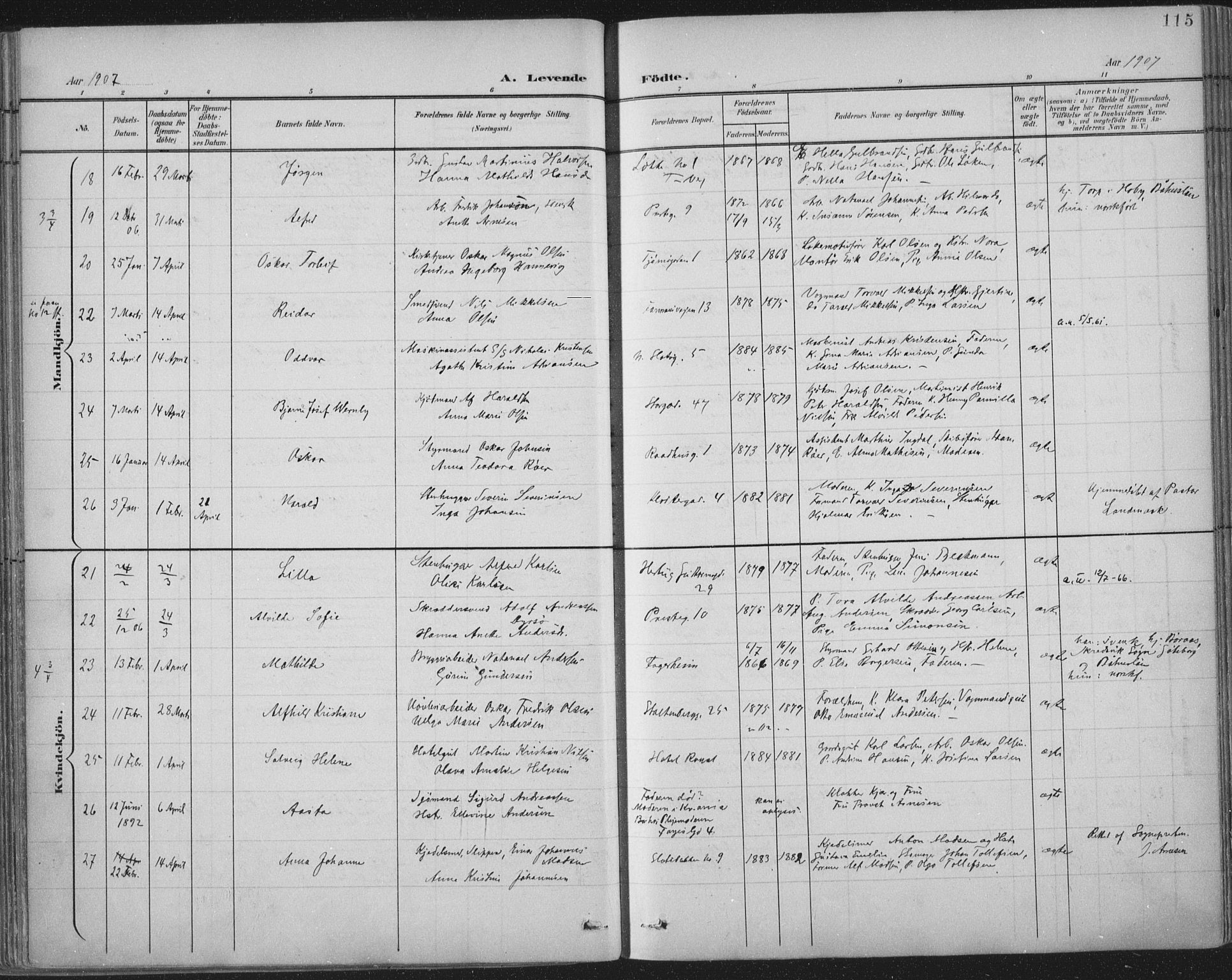 Tønsberg kirkebøker, SAKO/A-330/F/Fa/L0014: Parish register (official) no. I 14, 1900-1913, p. 115