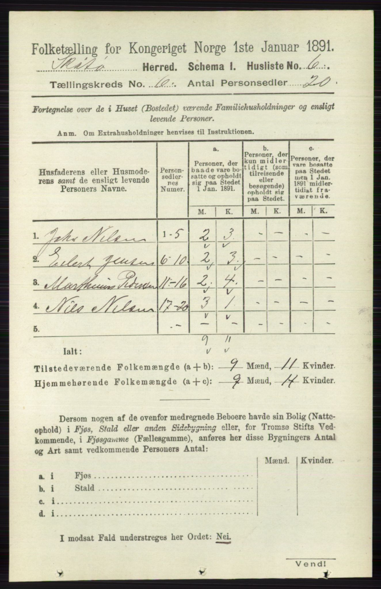 RA, 1891 census for 0815 Skåtøy, 1891, p. 2885