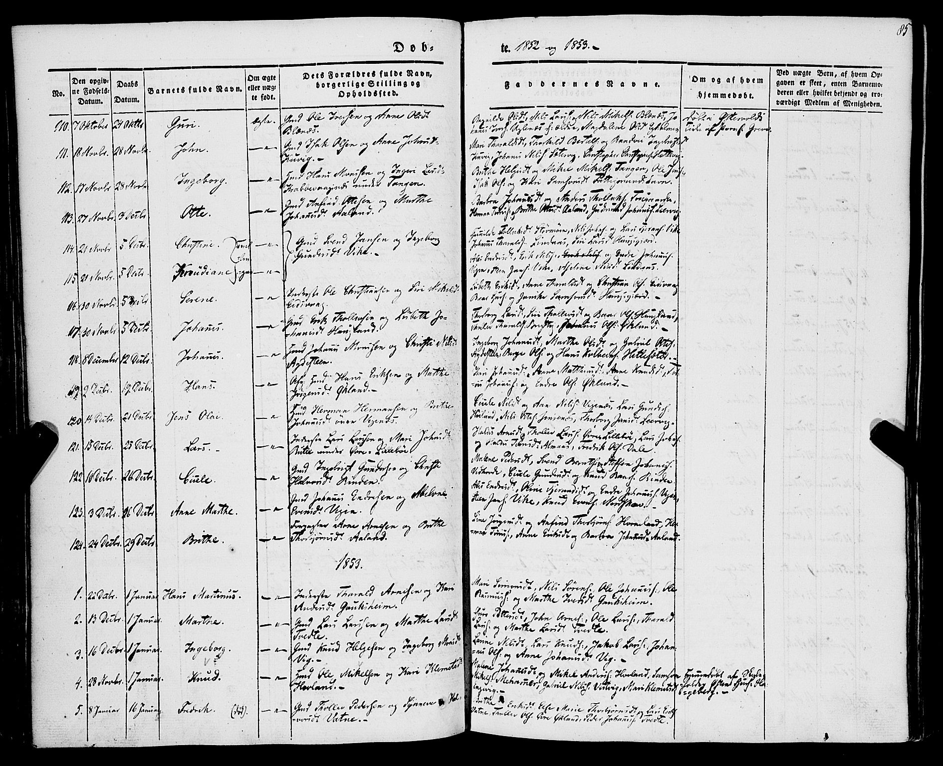 Stord sokneprestembete, SAB/A-78201/H/Haa: Parish register (official) no. A 7, 1841-1861, p. 85