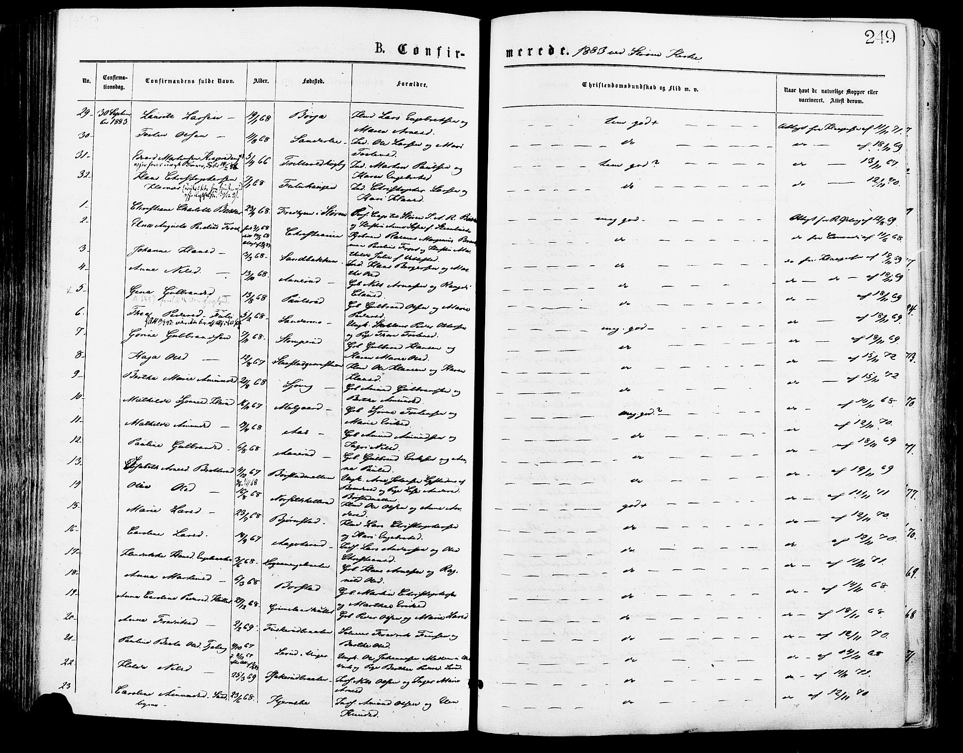 Sør-Odal prestekontor, SAH/PREST-030/H/Ha/Haa/L0005: Parish register (official) no. 5, 1876-1885, p. 249