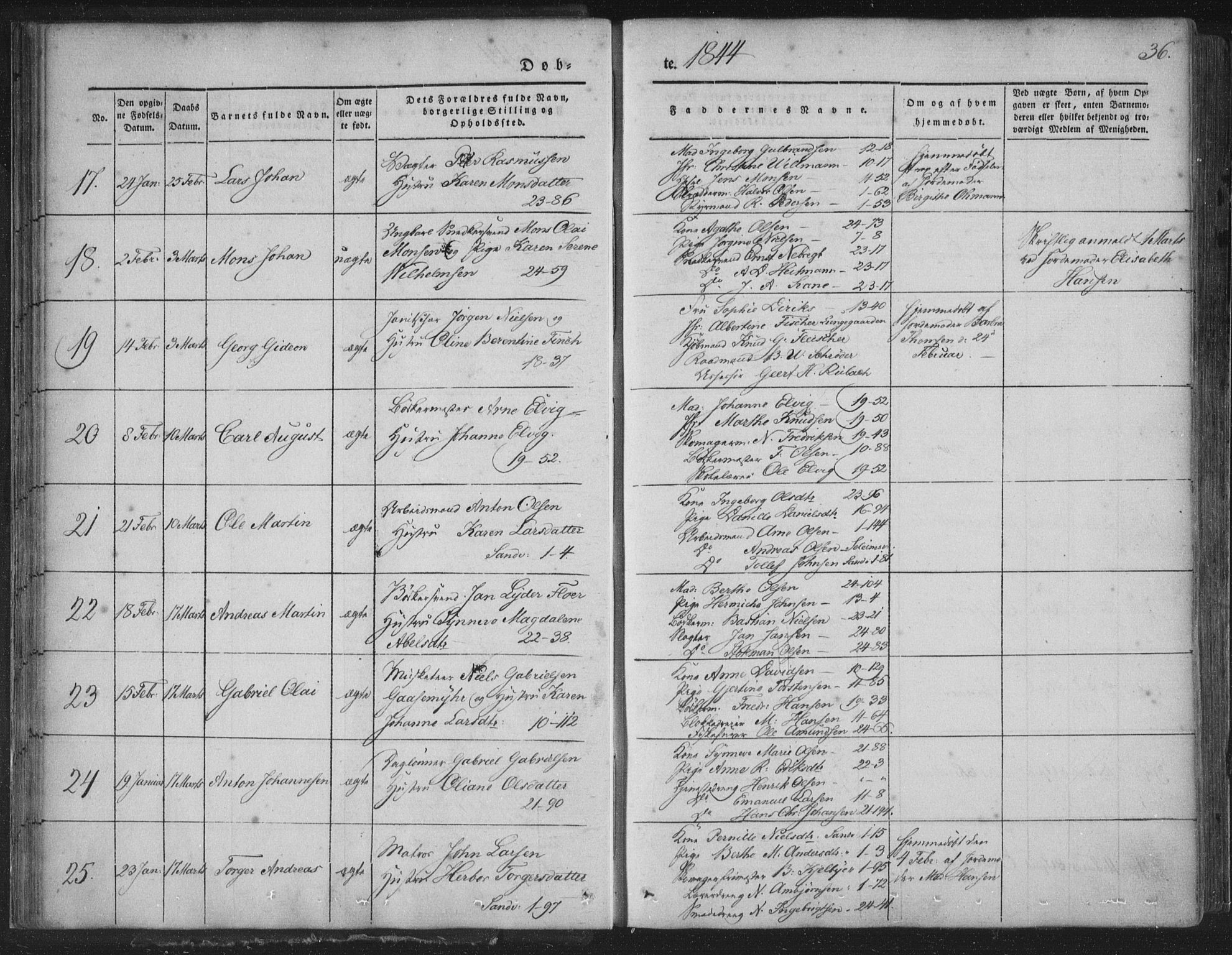 Korskirken sokneprestembete, SAB/A-76101/H/Haa/L0016: Parish register (official) no. B 2, 1841-1851, p. 36