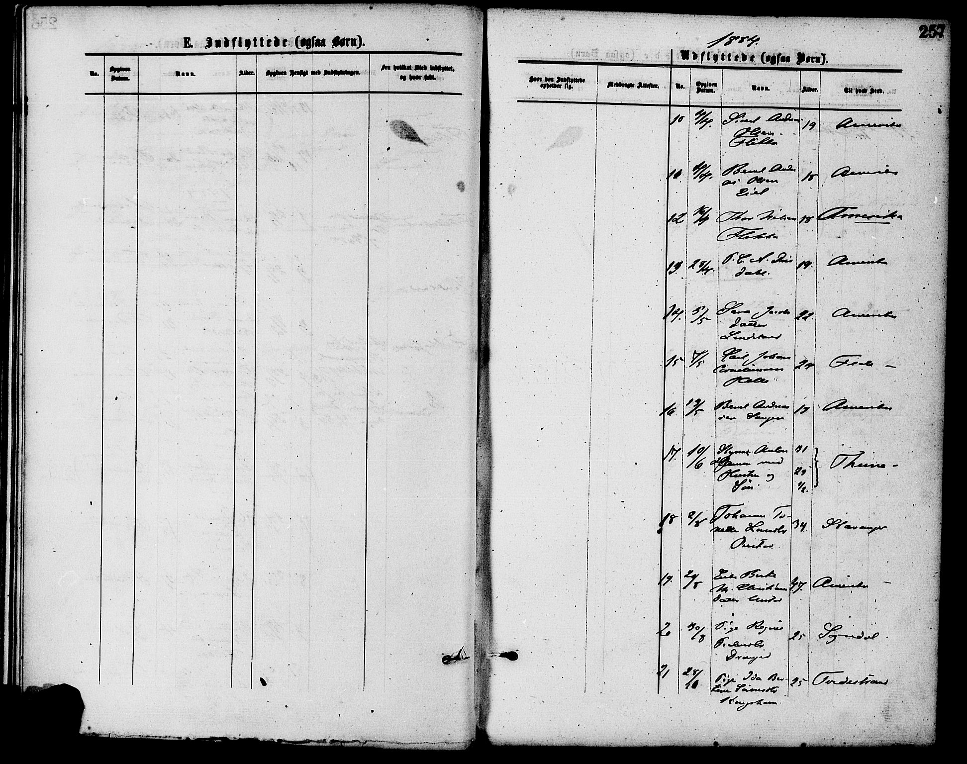 Flekkefjord sokneprestkontor, SAK/1111-0012/F/Fa/Fac/L0007: Parish register (official) no. A 7, 1875-1885, p. 257