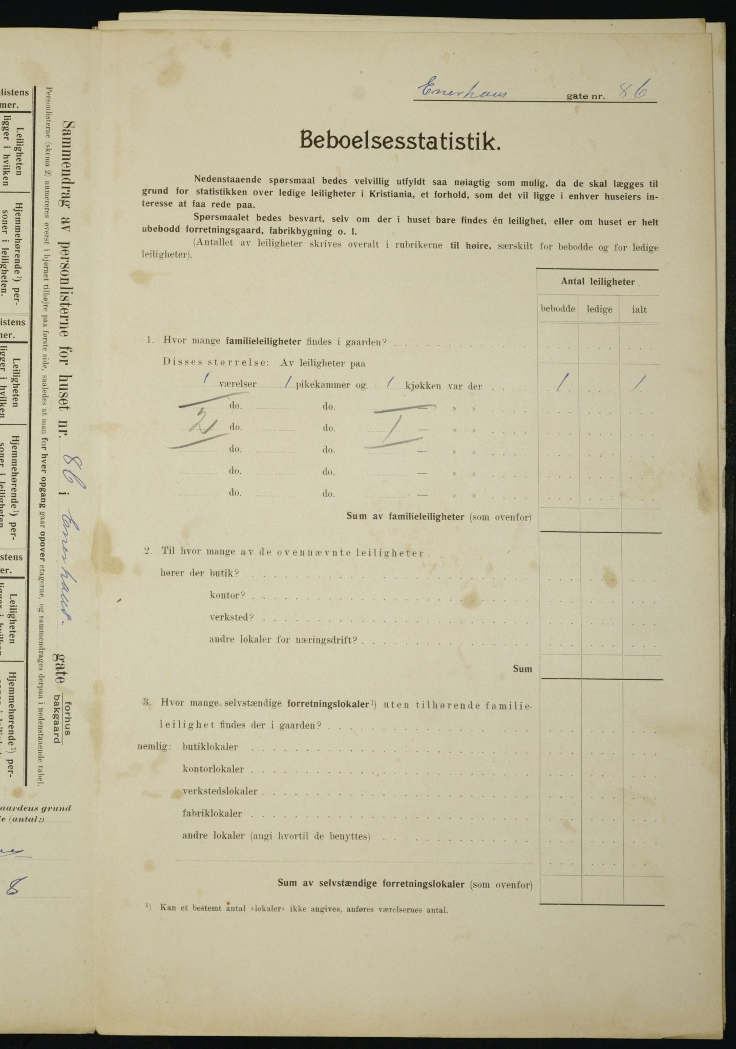 OBA, Municipal Census 1910 for Kristiania, 1910, p. 19745