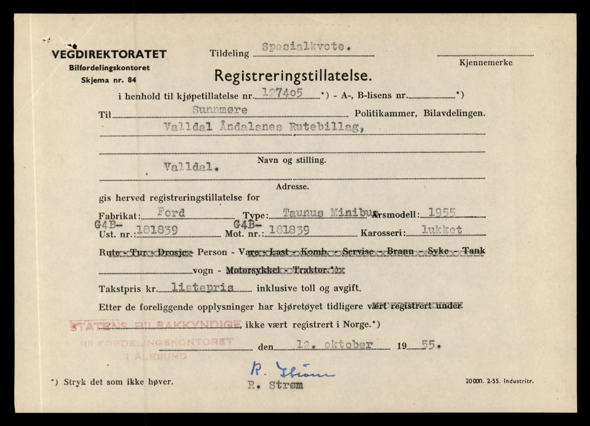 Møre og Romsdal vegkontor - Ålesund trafikkstasjon, AV/SAT-A-4099/F/Fe/L0010: Registreringskort for kjøretøy T 1050 - T 1169, 1927-1998, p. 2307