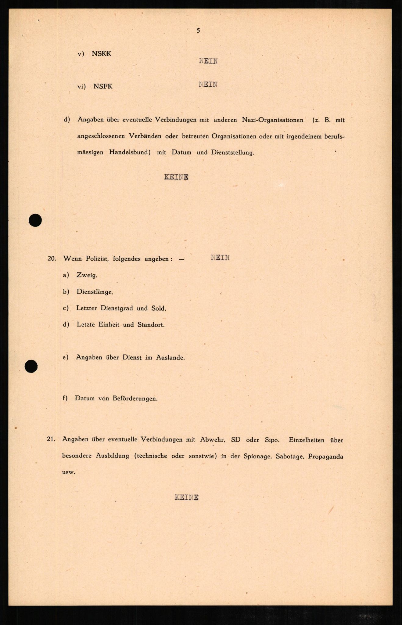 Forsvaret, Forsvarets overkommando II, RA/RAFA-3915/D/Db/L0007: CI Questionaires. Tyske okkupasjonsstyrker i Norge. Tyskere., 1945-1946, p. 144